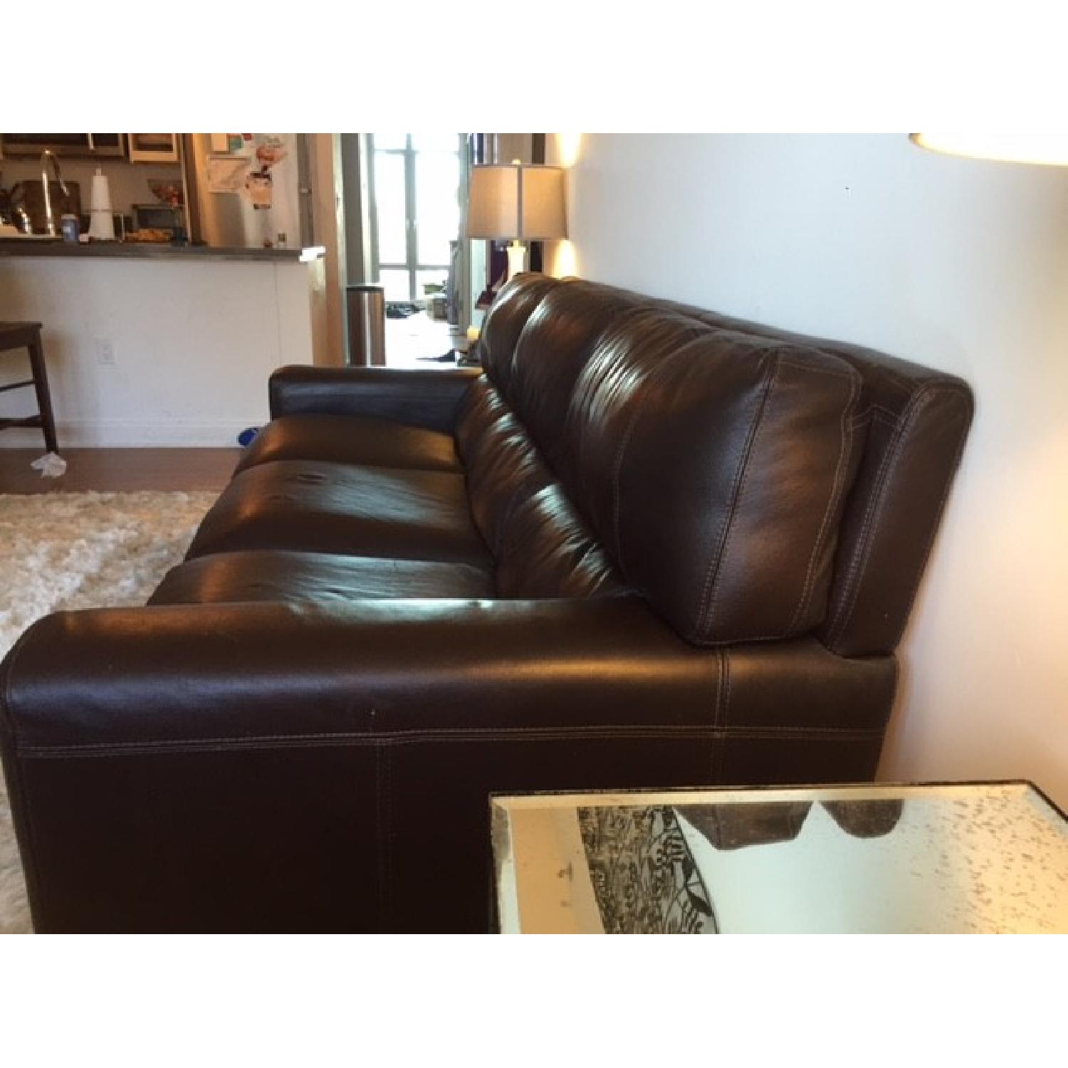 Macy's Brown Leather Sofa - image-2