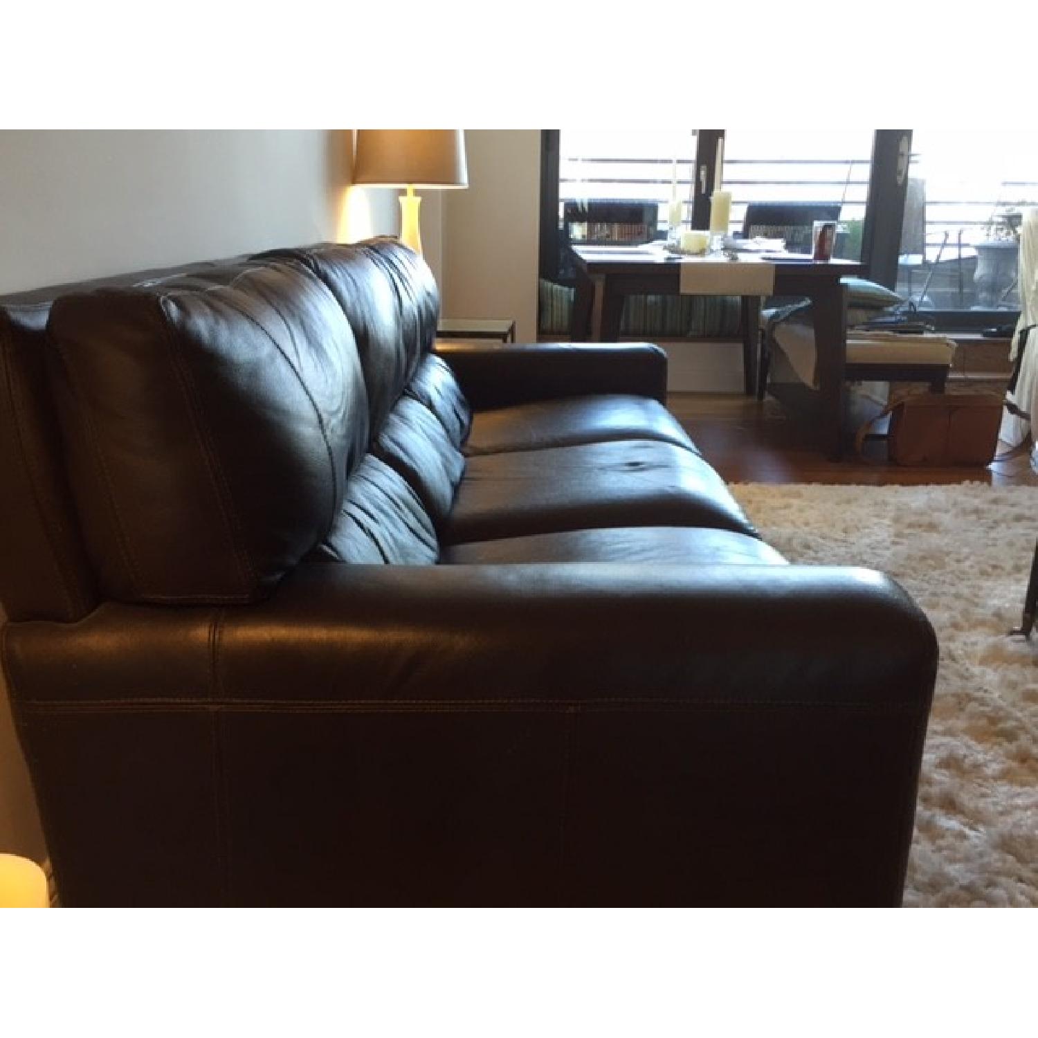 Macy's Brown Leather Sofa - image-3
