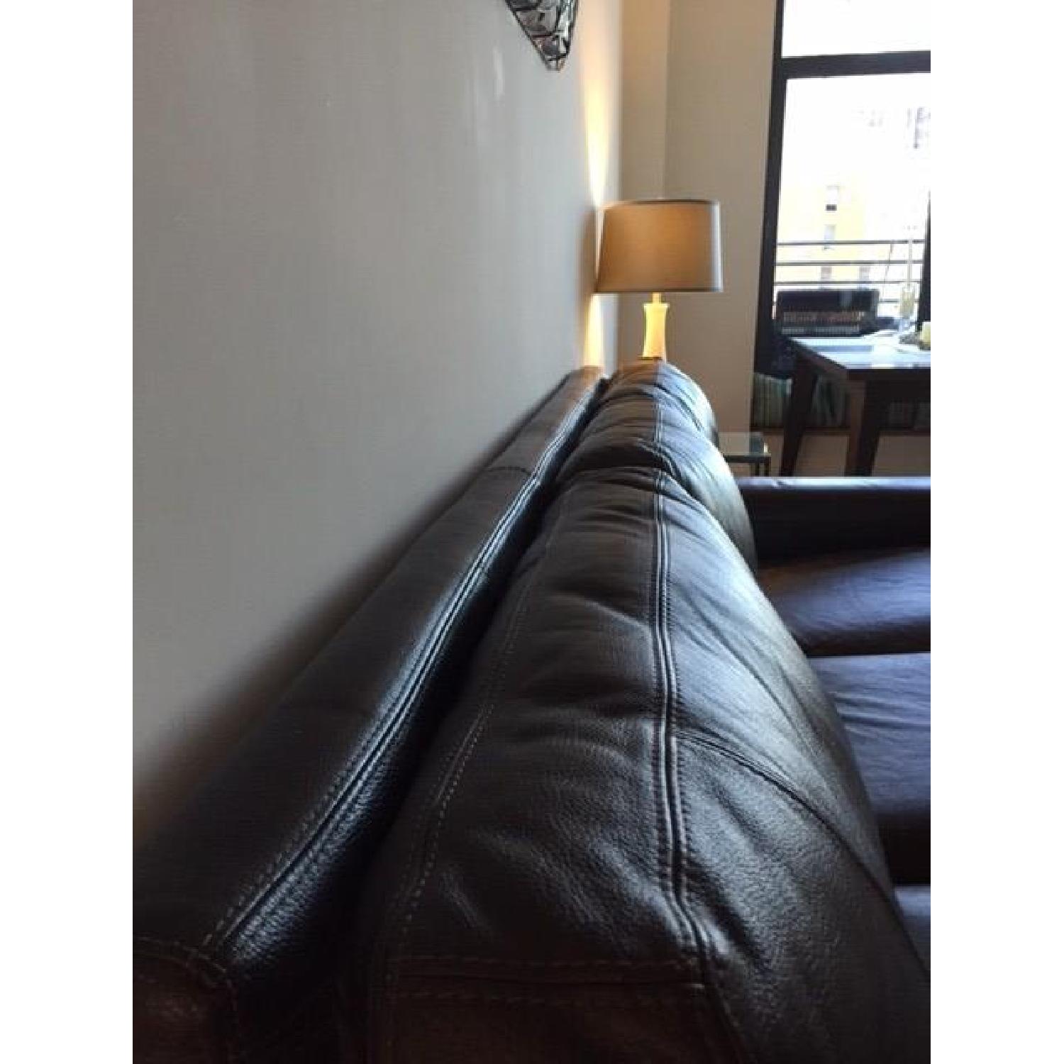 Macy's Brown Leather Sofa - image-5