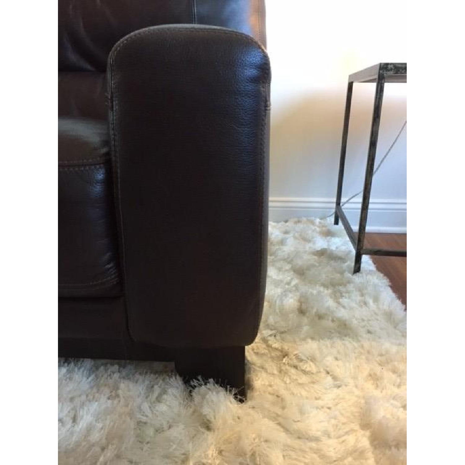 Macy's Brown Leather Sofa - image-6