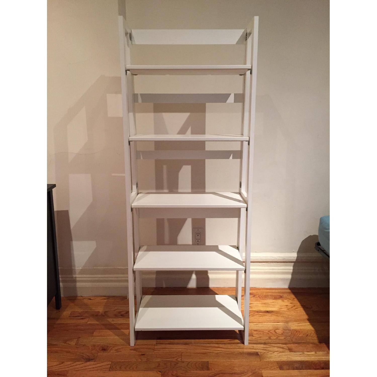 Pier 1 White Wooden Bookcase w/ Foldable Shelves - image-1