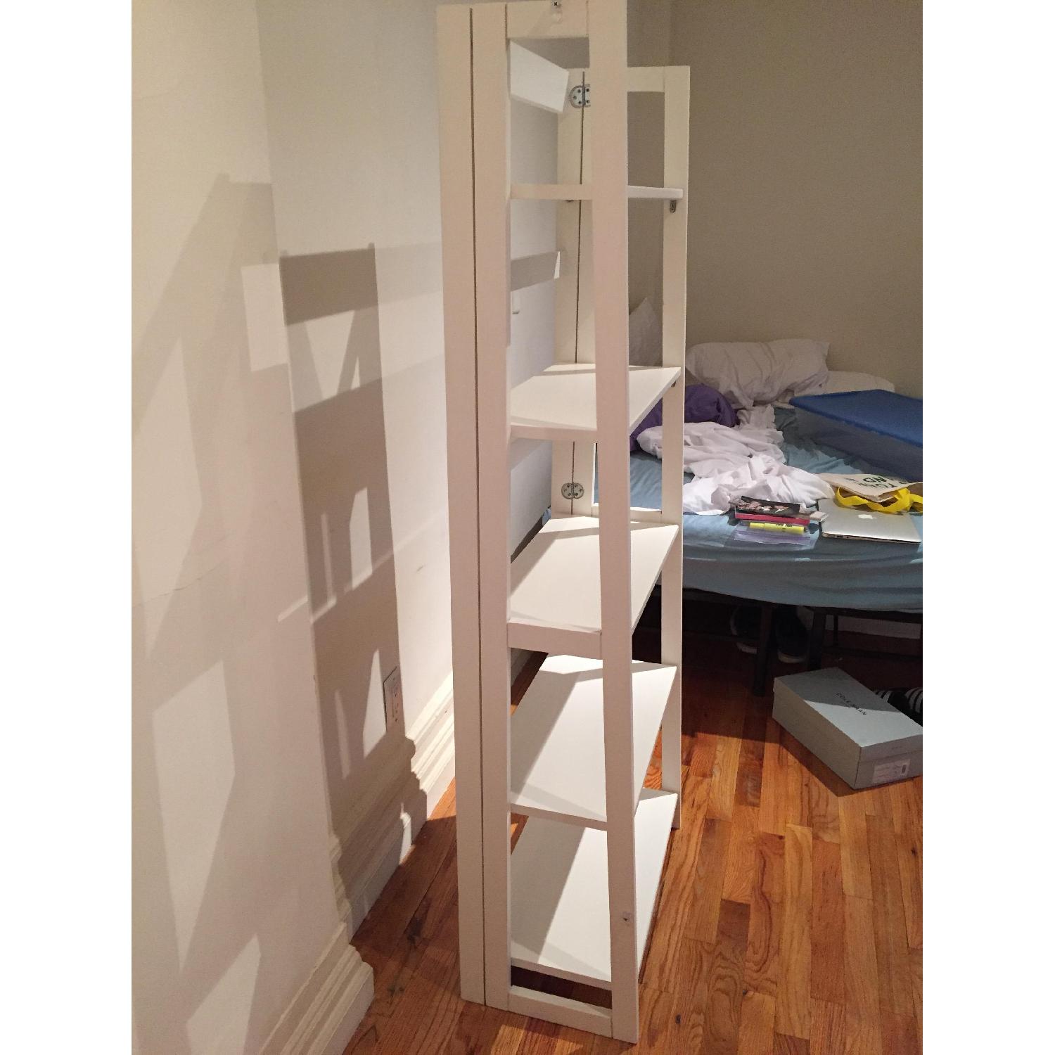 Pier 1 White Wooden Bookcase w/ Foldable Shelves - image-4