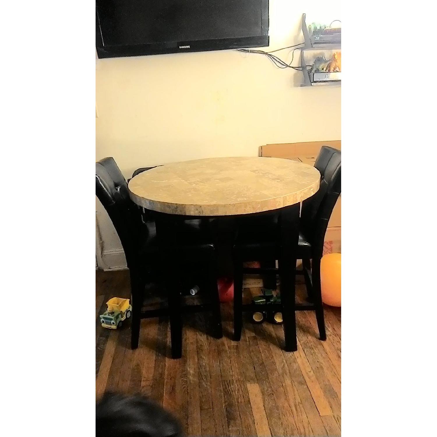 Bob's Montebello Marble Top Round Pub Table w/ 4 Pub Chairs - image-2