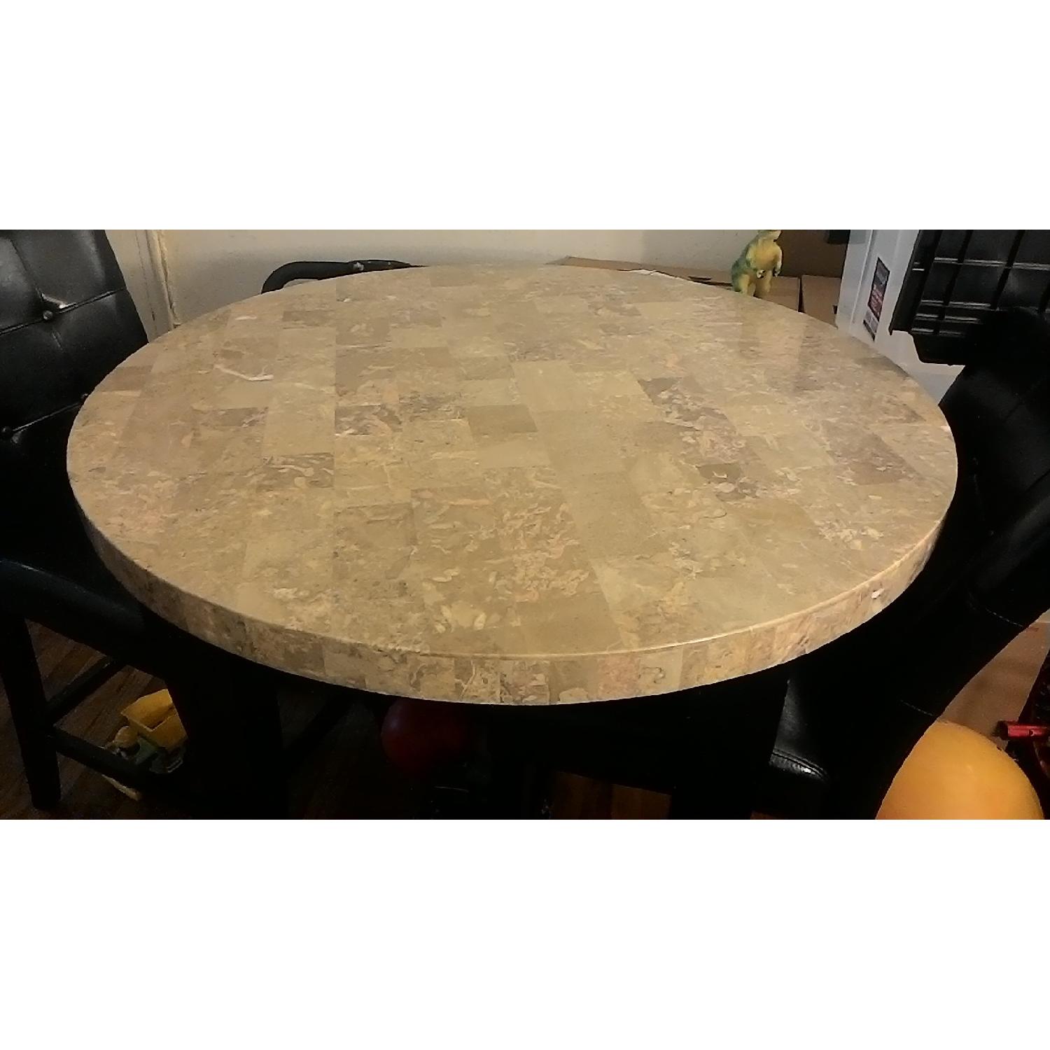 Bob's Montebello Marble Top Round Pub Table w/ 4 Pub Chairs - image-3