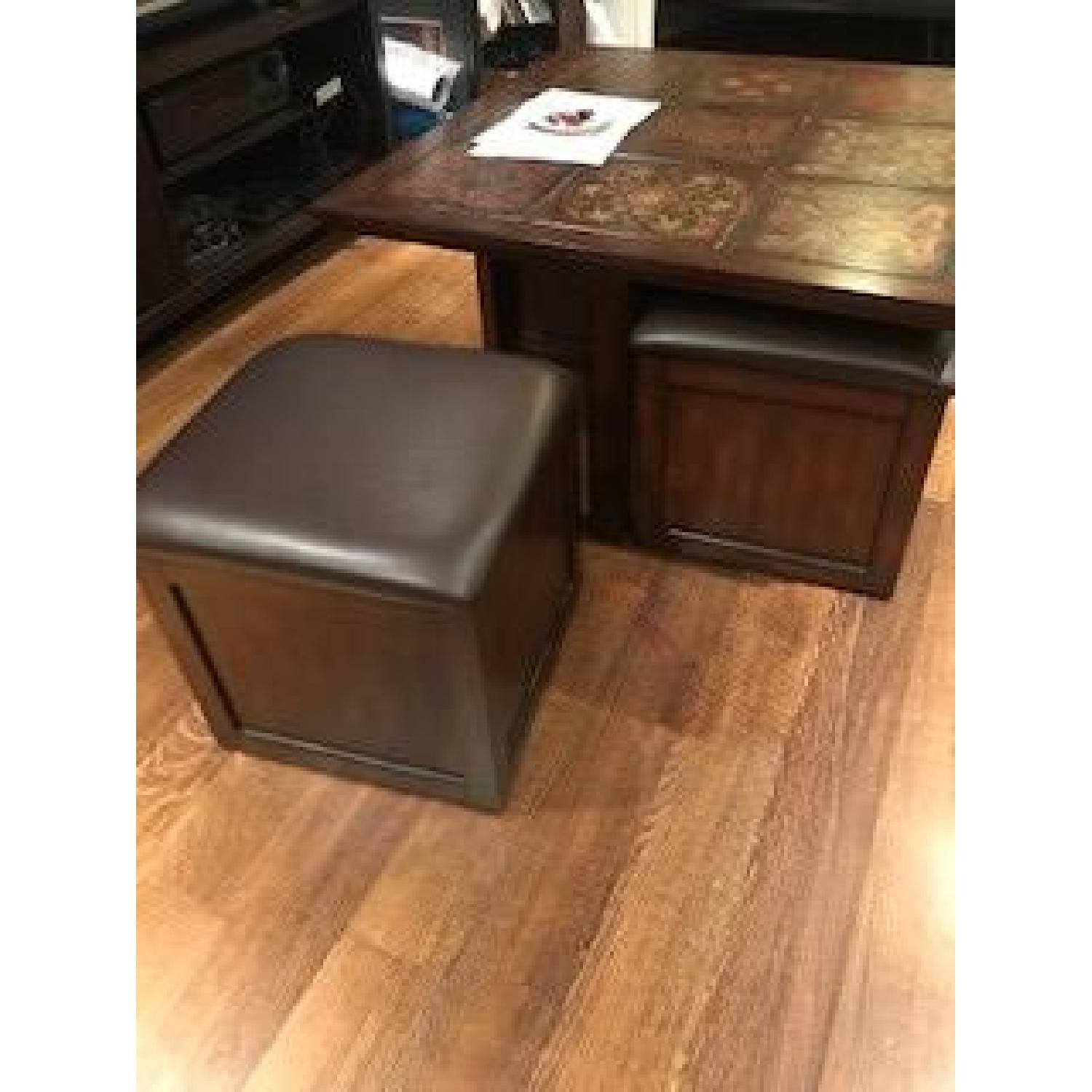 Raymour & Flanigan Coffee Table w/ 4 Storage Ottomans - image-2