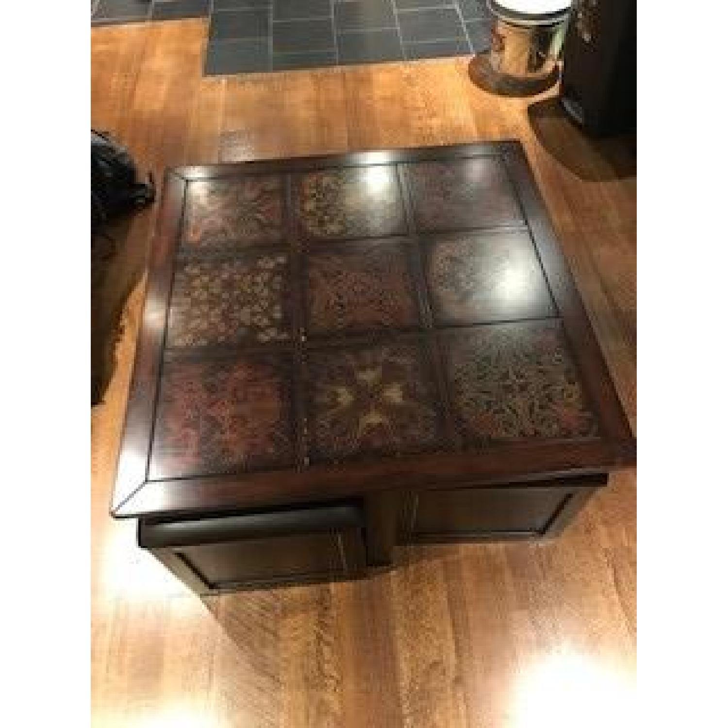 Raymour & Flanigan Coffee Table w/ 4 Storage Ottomans - image-3