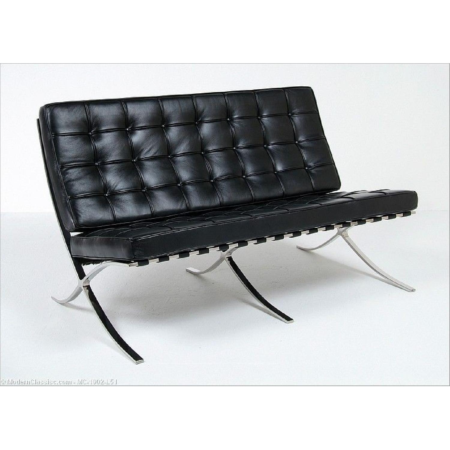 Classic Mid-Century Style Barcelona Sofa in Black Leather - image-4
