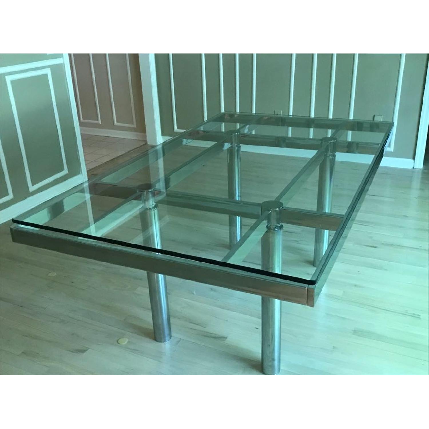 Vintage Mid Century Modern Glass Dining Table - image-1