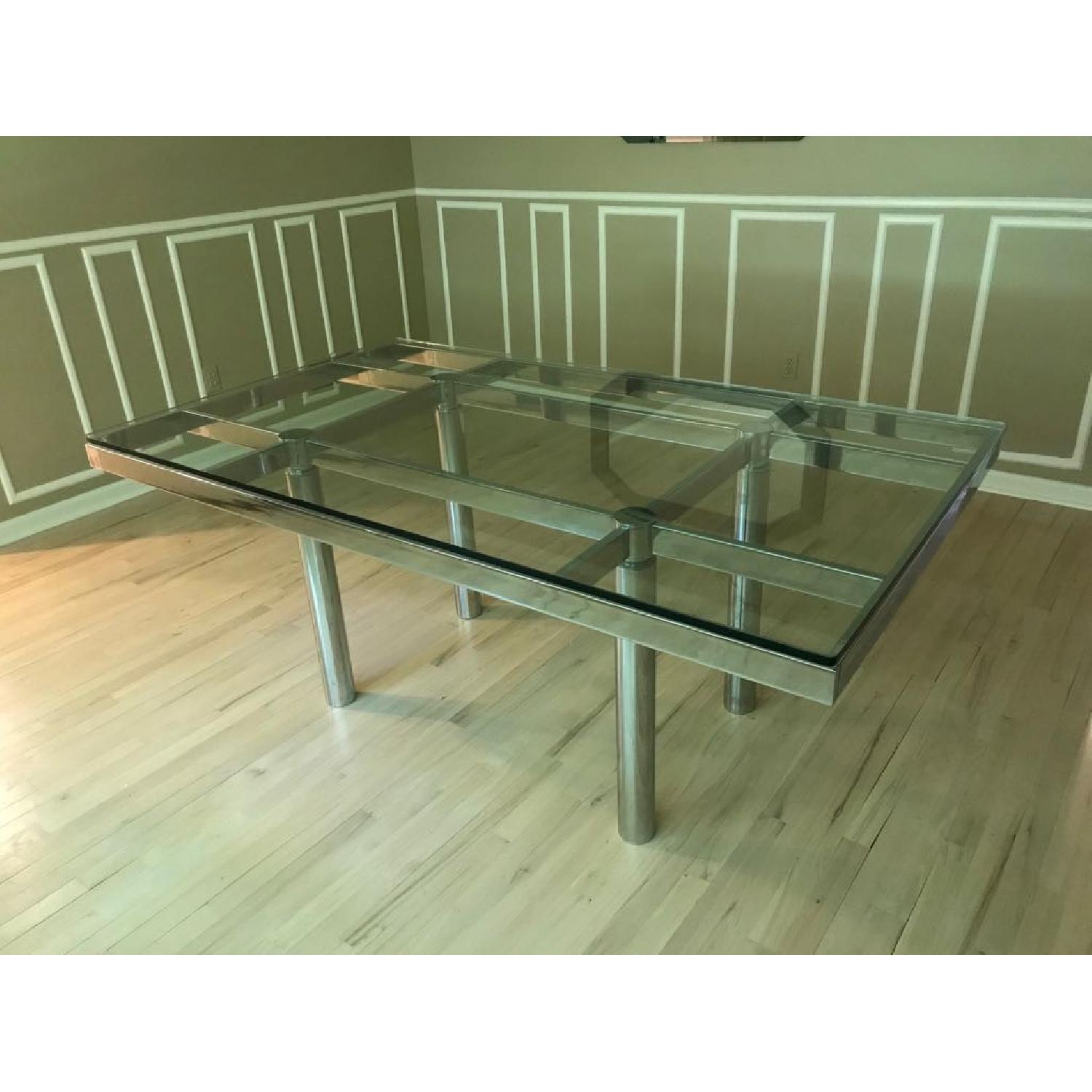 Vintage Mid Century Modern Glass Dining Table - image-3