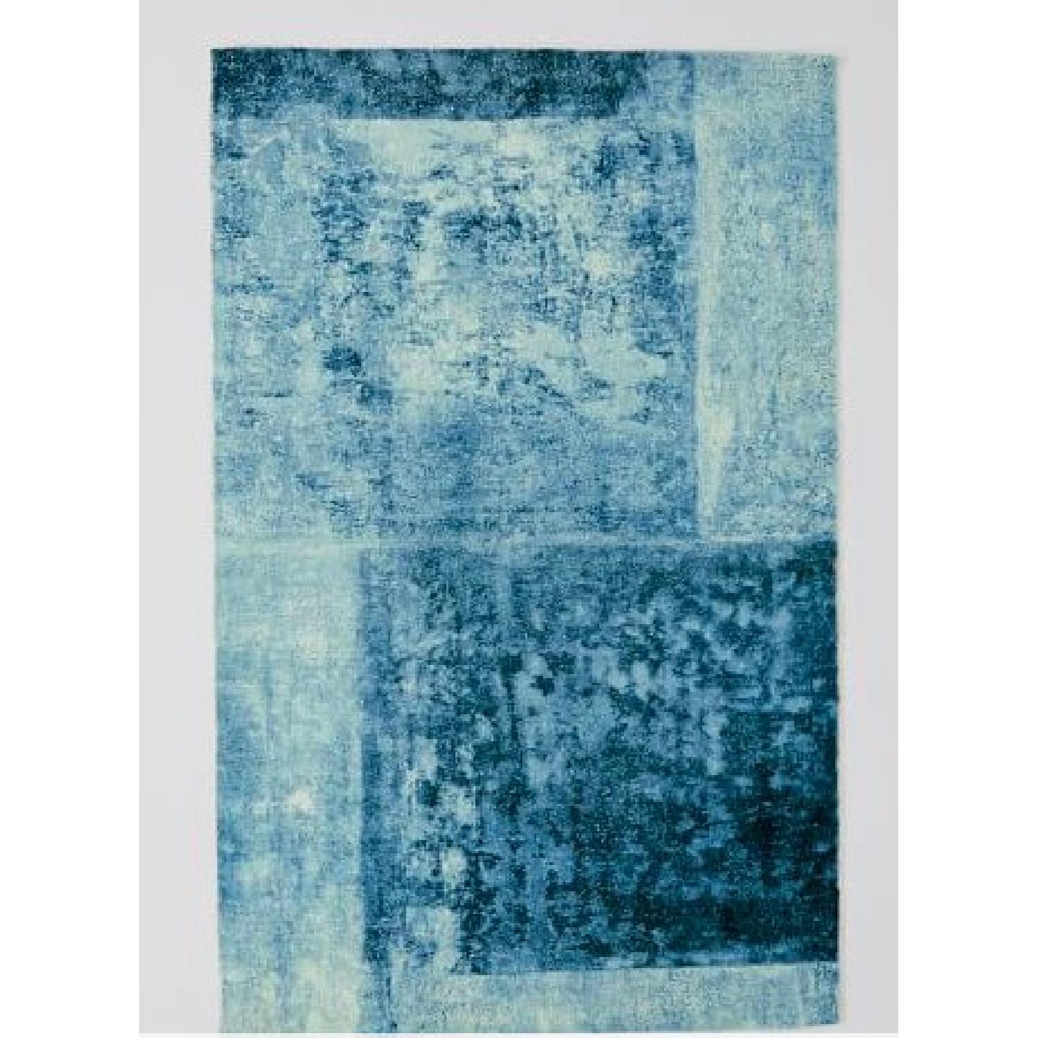 West Elm Distressed Rococo Wool Rug in Blue Lagoon - image-1