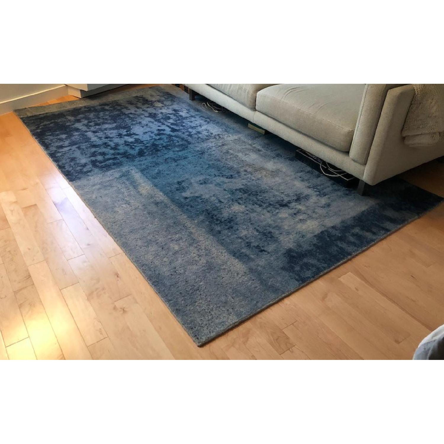 West Elm Distressed Rococo Wool Rug in Blue Lagoon - image-2