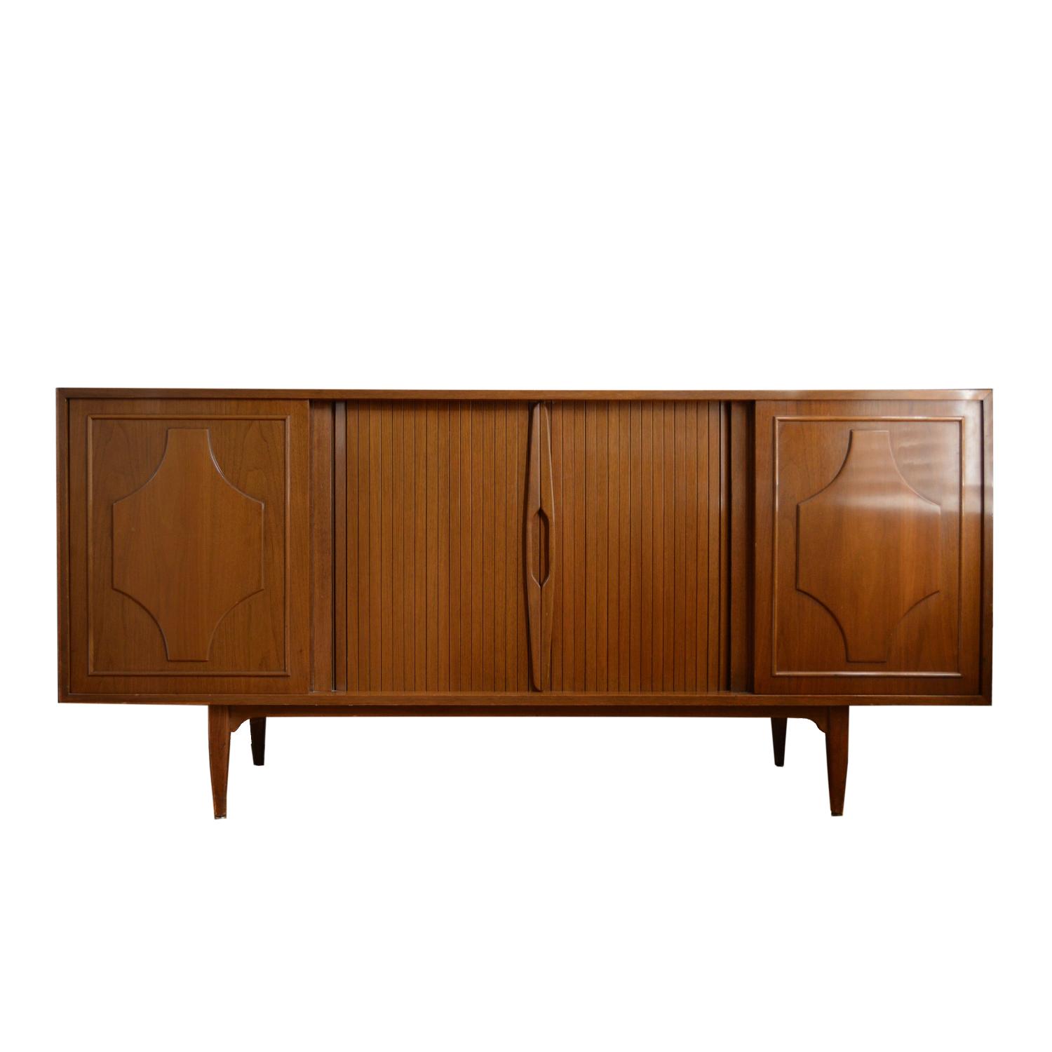 Mid Century Modern Sliding Door Credenza - image-0