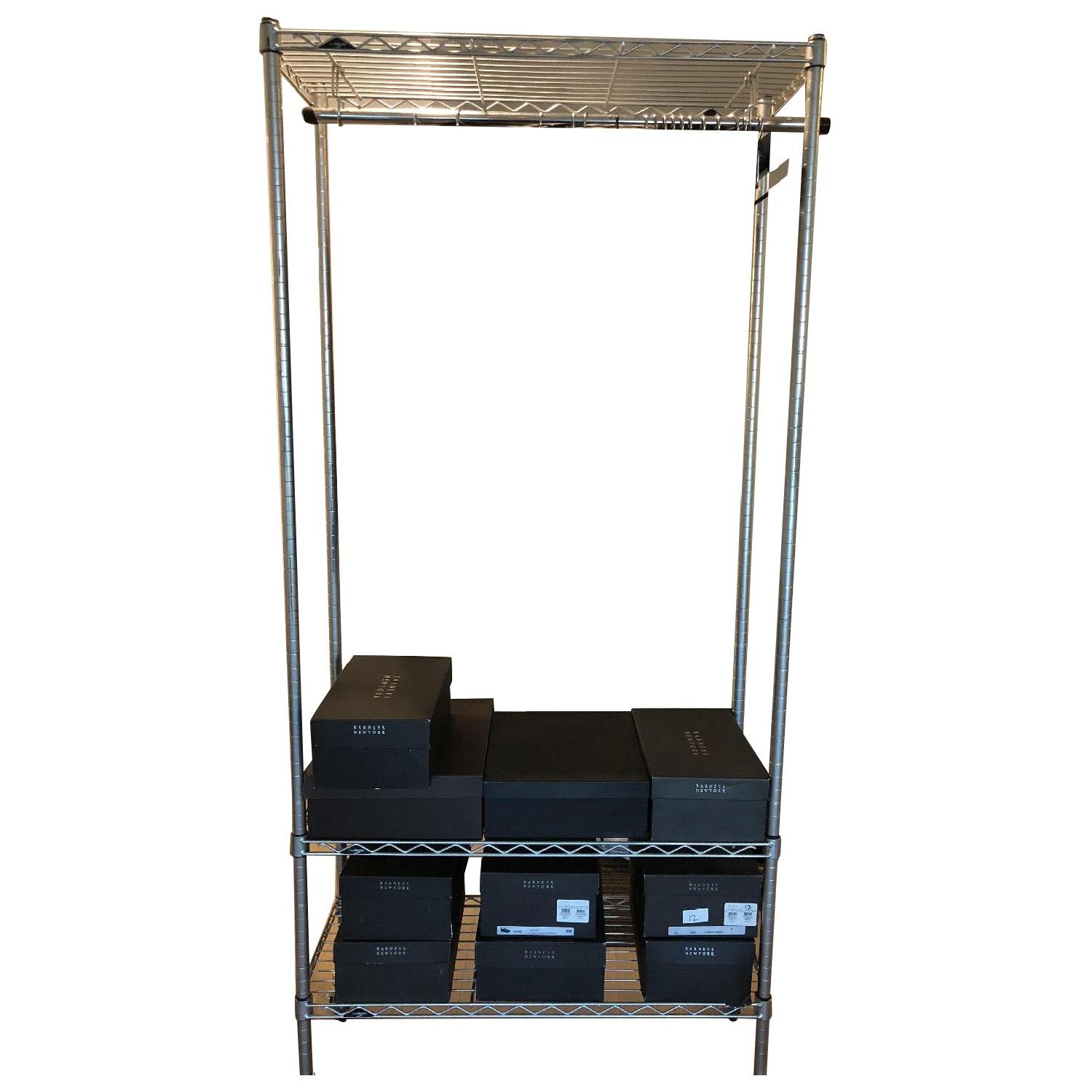 Container Store InterMetro Clothes Rack w/ Shelves AptDeco