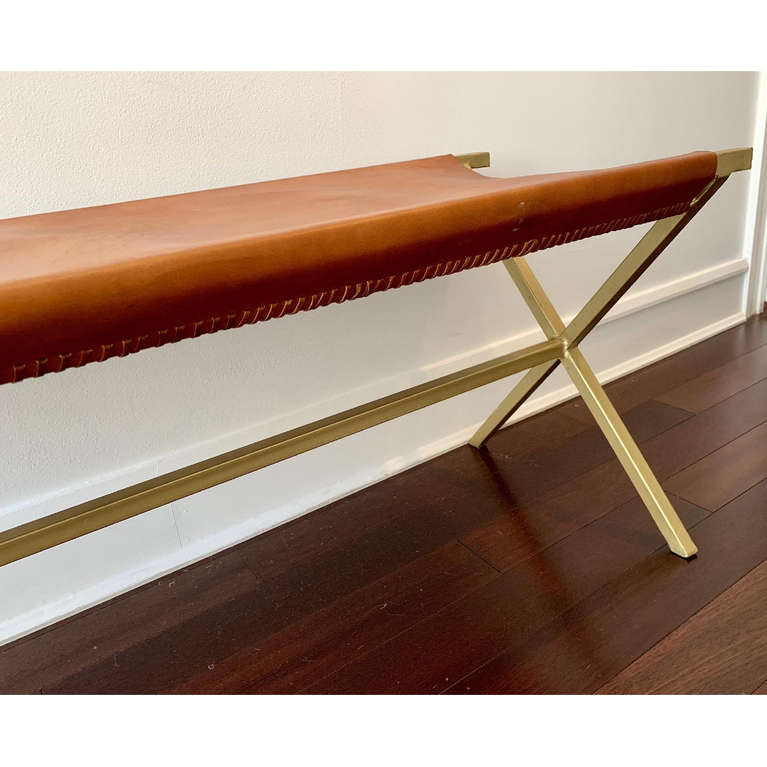 Saddle Leather Director's Bench - image-2