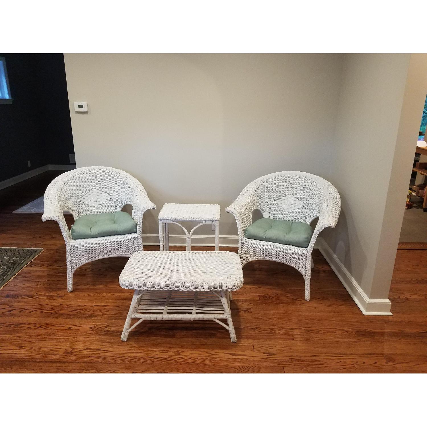 Vintage White Wicker Coffee Table - image-3