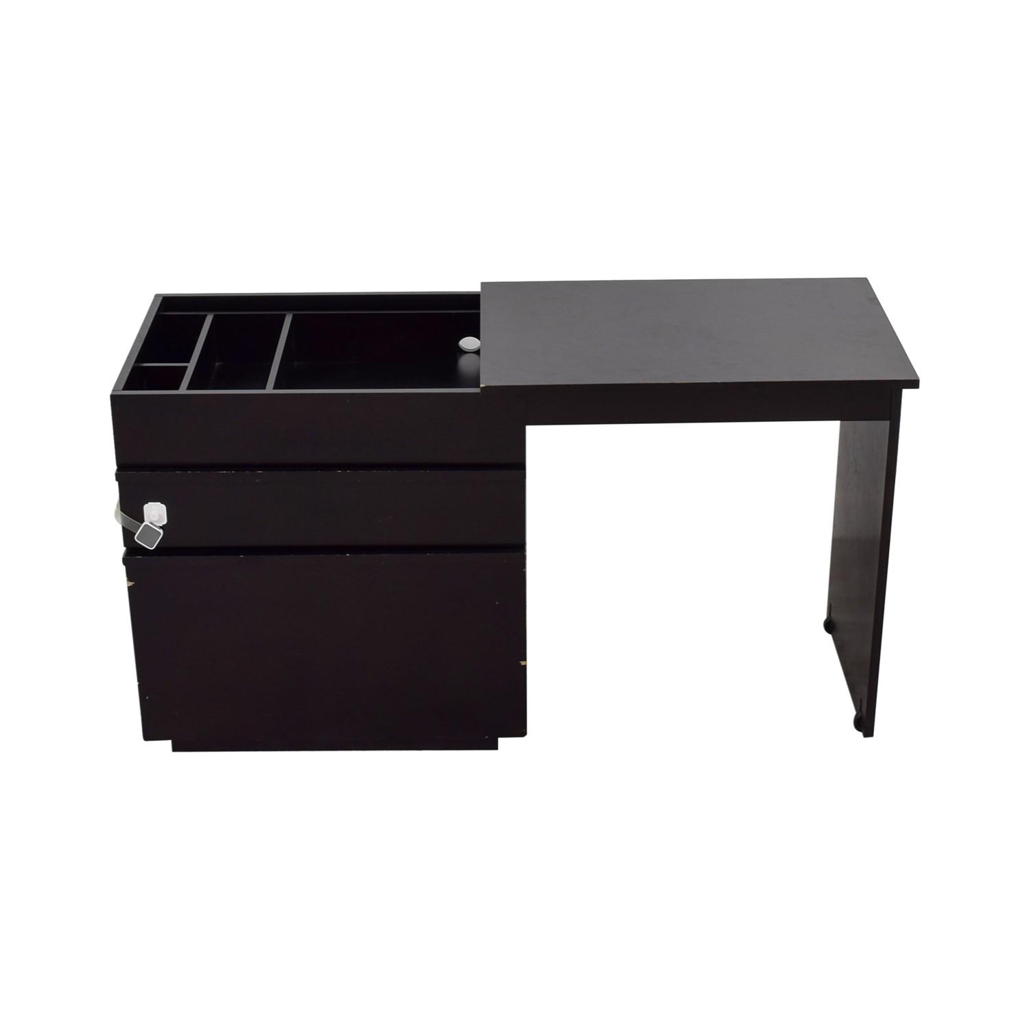 Crate & Barrel Black Wood Storage Desk - image-0