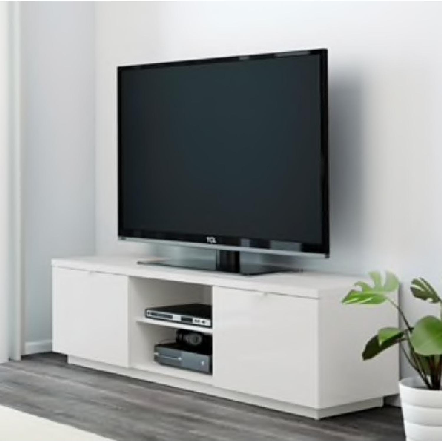 Ikea White Gloss Media Storage Console - image-1