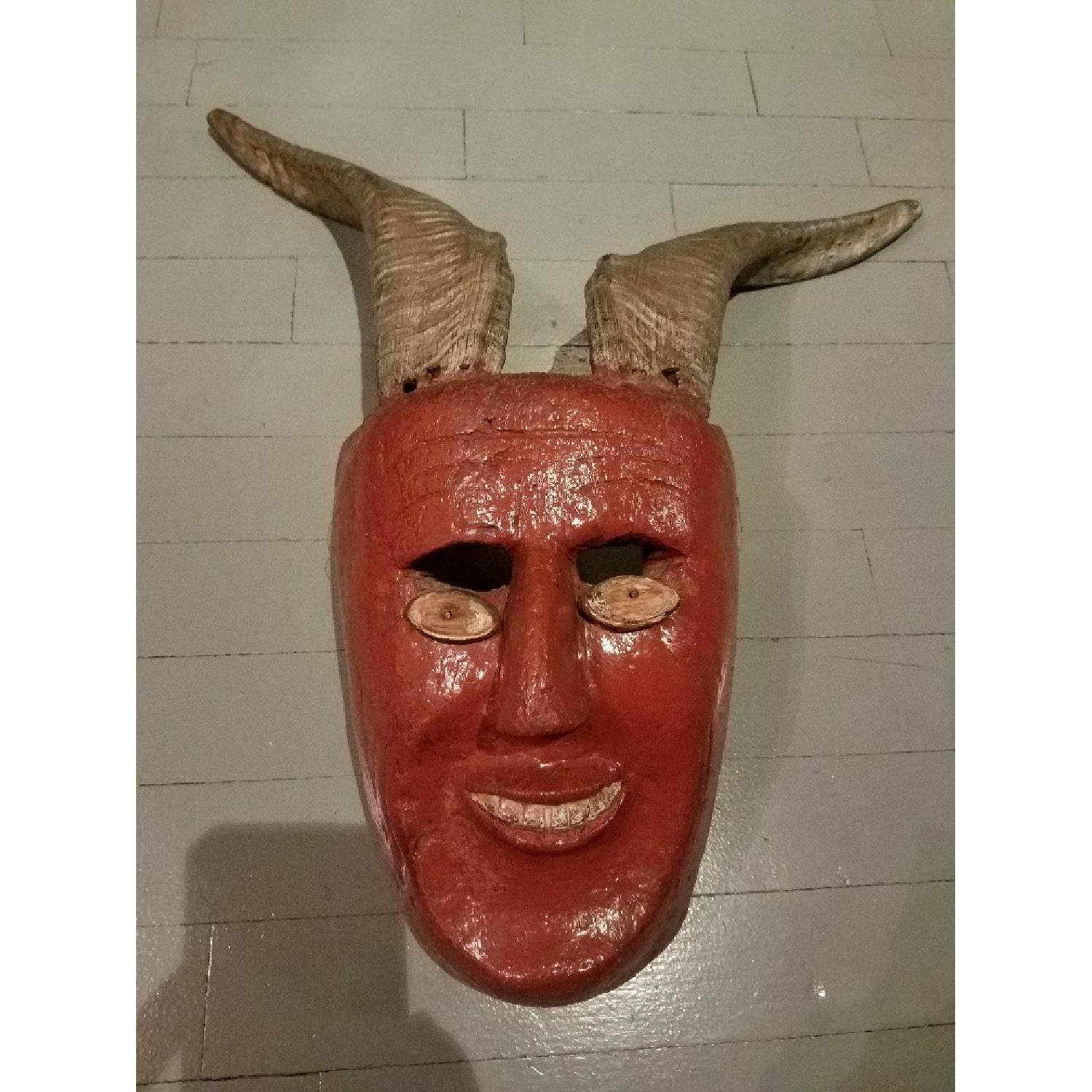 Mexican Devil Mask w/ Real Horns - image-1