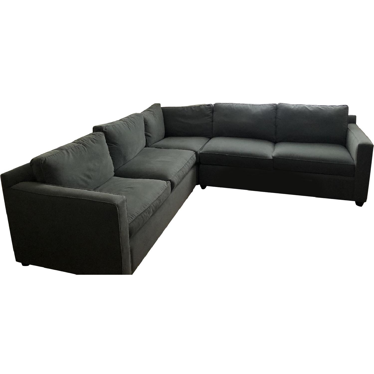 Crate & Barrel Sage Green Sectional Couch AptDeco