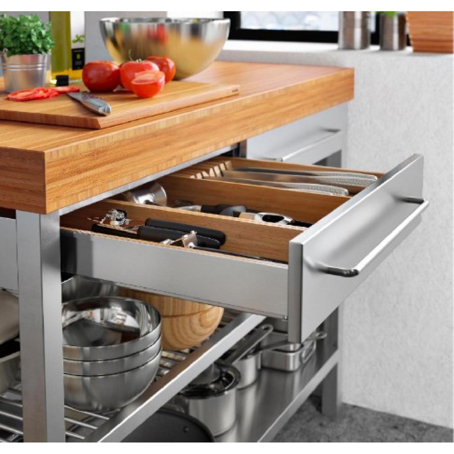 Ikea Stainless Steel & Bamboo Kitchen Island - AptDeco