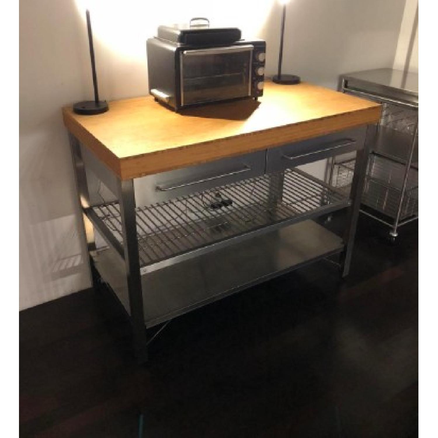 Ikea Stainless Steel & Bamboo Kitchen Island - image-2