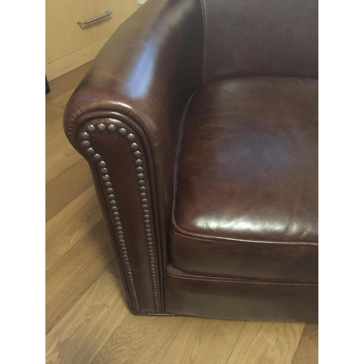Pottery Barn Leather Armchair - Irving Swivel with Nailheads - image-2