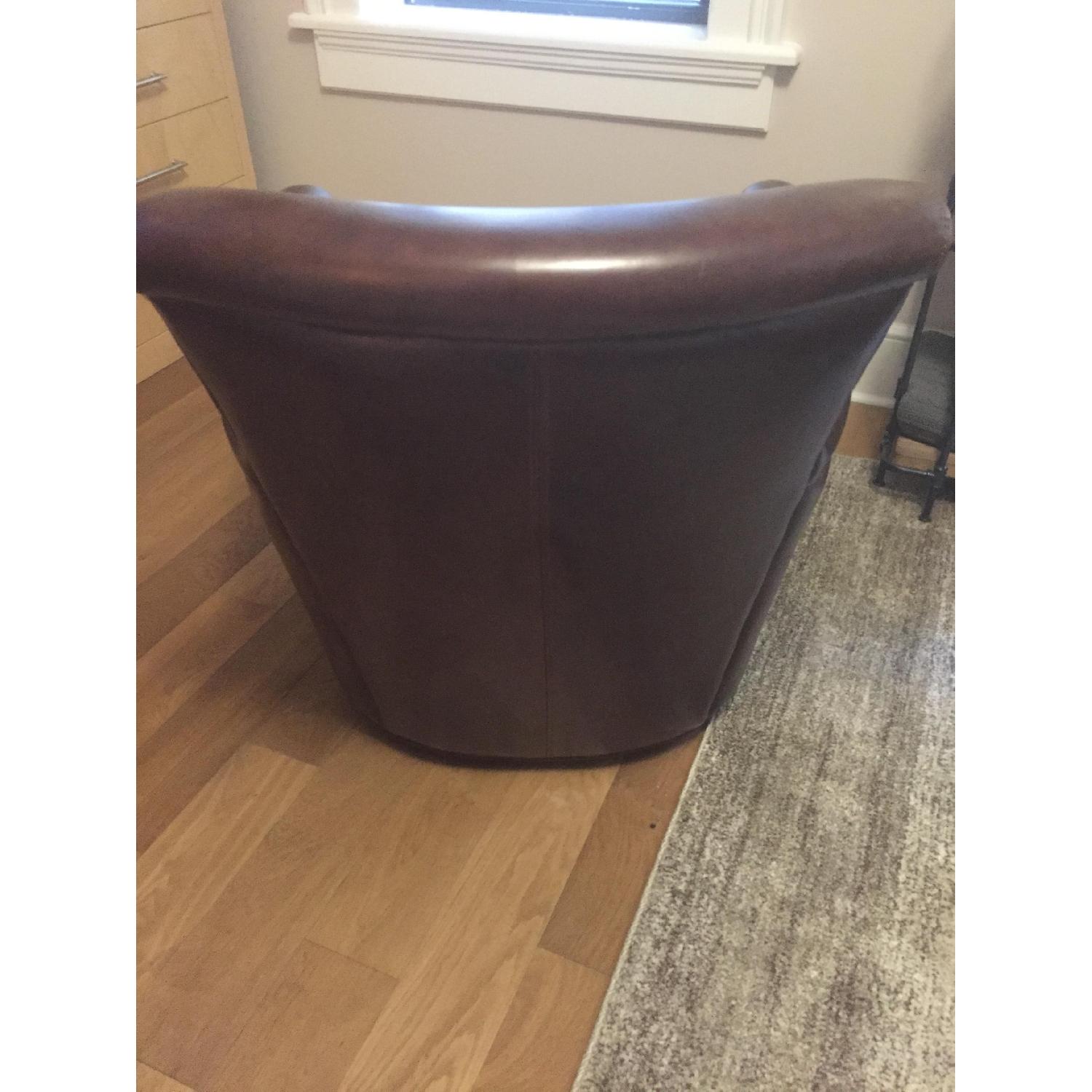 Pottery Barn Leather Armchair - Irving Swivel with Nailheads - image-4