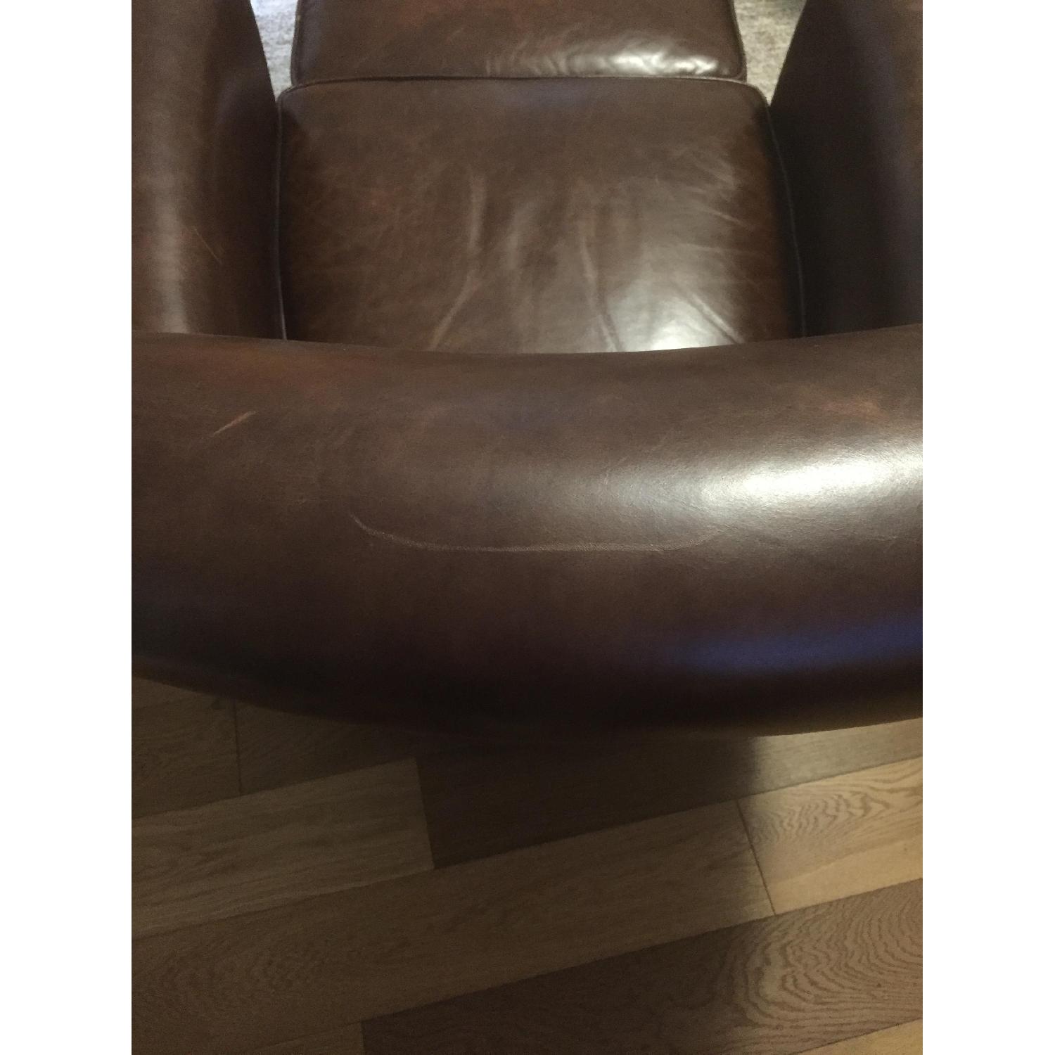 Pottery Barn Leather Armchair - Irving Swivel with Nailheads - image-6