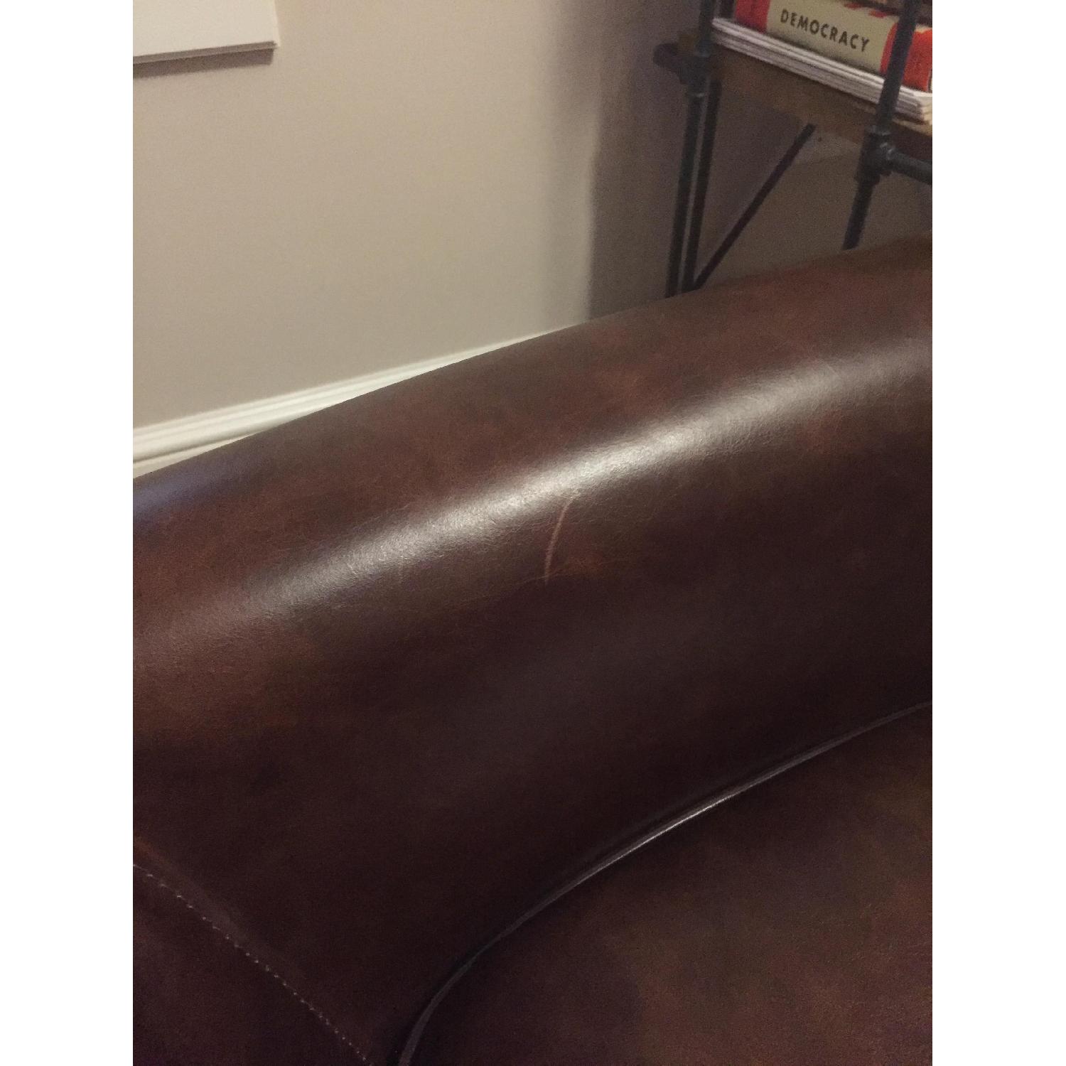 Pottery Barn Leather Armchair - Irving Swivel with Nailheads - image-7