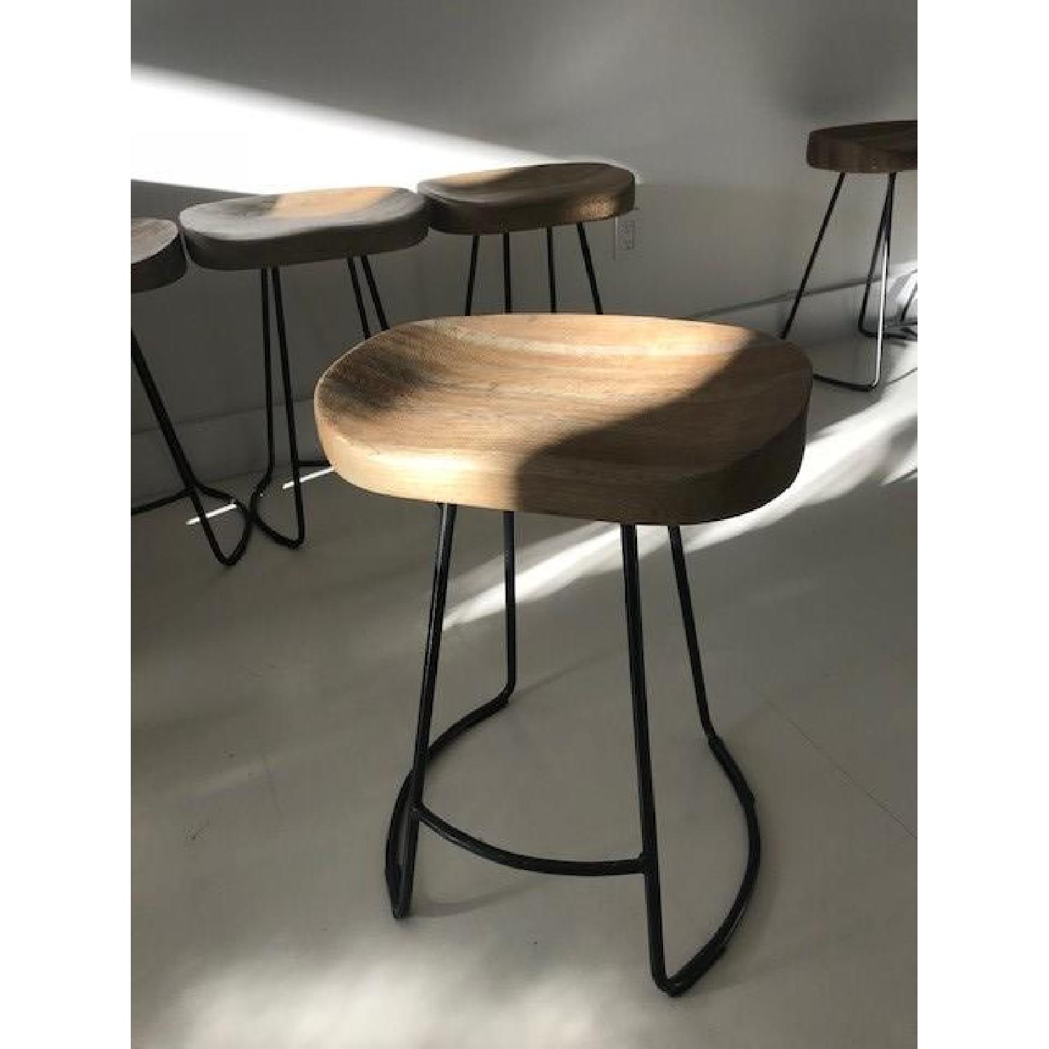 Restoration Hardware Oak Tractor Seat Stool AptDeco