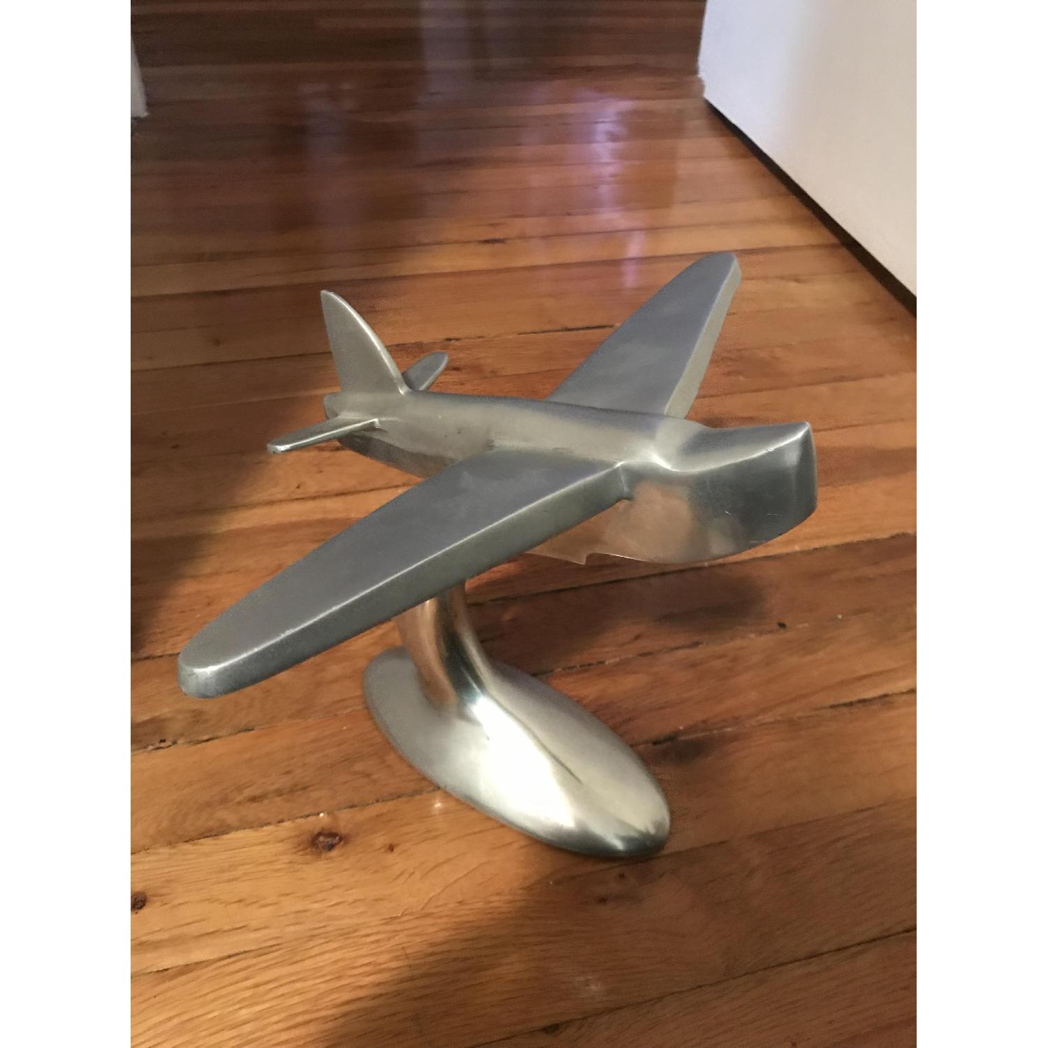 Pottery Barn Art Deco Metal Airplane - image-1