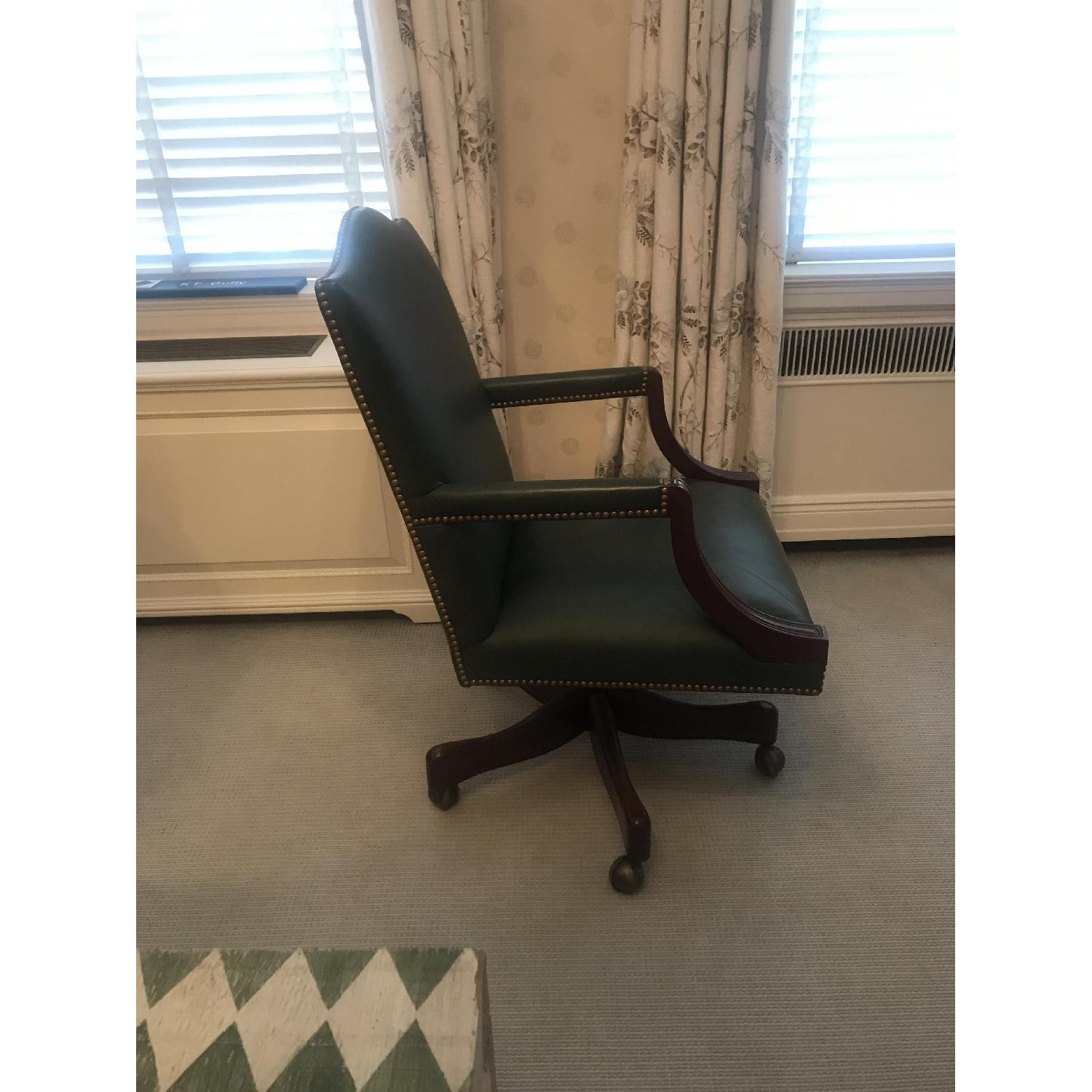 Scully & Scully Leather & Wood Swivel Office Chair - image-2