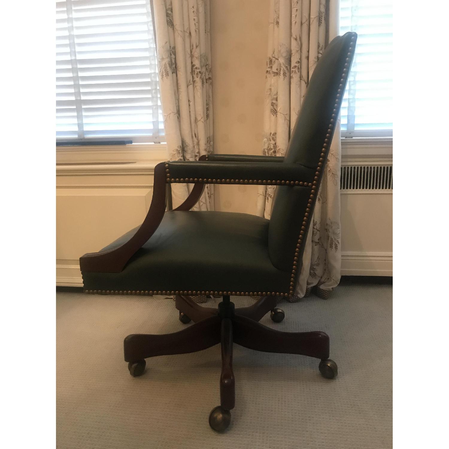 Scully & Scully Leather & Wood Swivel Office Chair - image-3