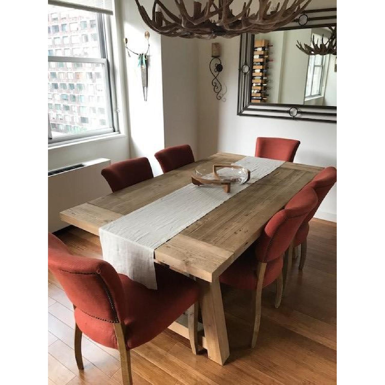 Restoration Hardware Salvaged Wood Table w/ 6 Custom Chairs - AptDeco