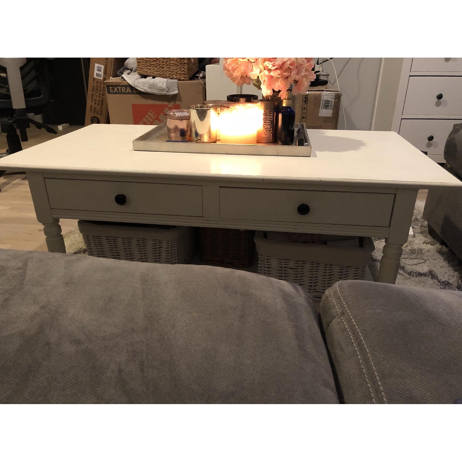 Charlton Home Hugh Distressed Cream Coffee Table - image-1