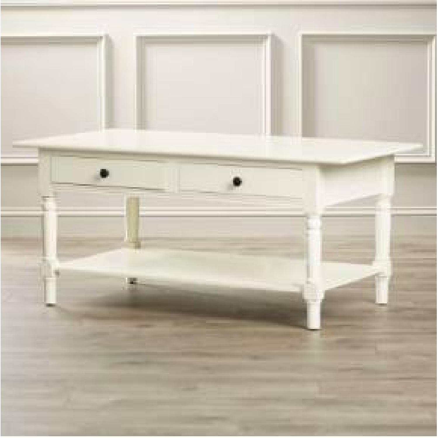 Charlton Home Hugh Distressed Cream Coffee Table - image-2