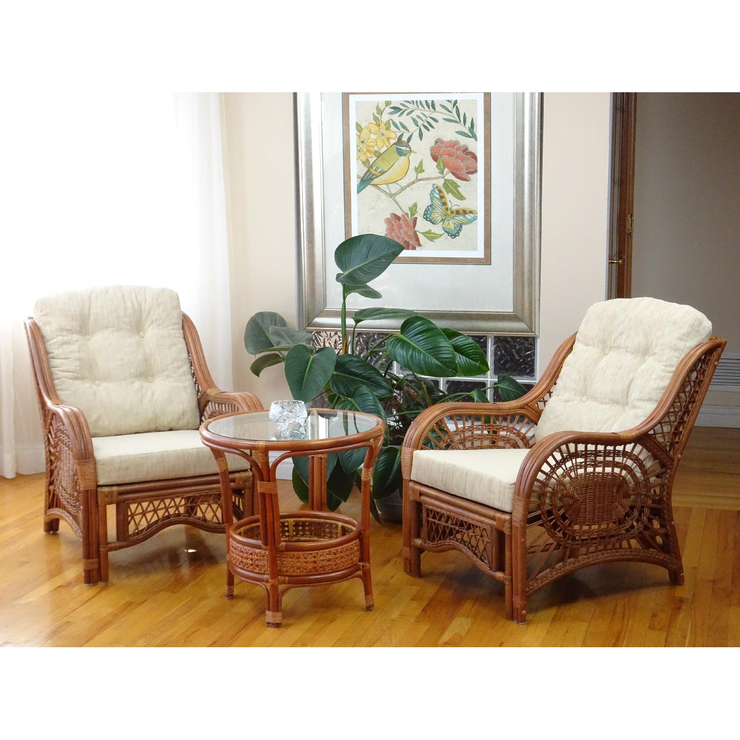 Pelangi Rattan Wicker Colonial Round Coffee Table AptDeco