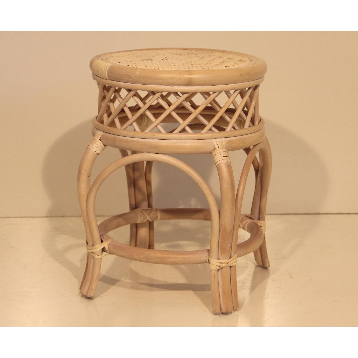 Ginger Handmade Rattan Wicker Stool in White Wash - image-1