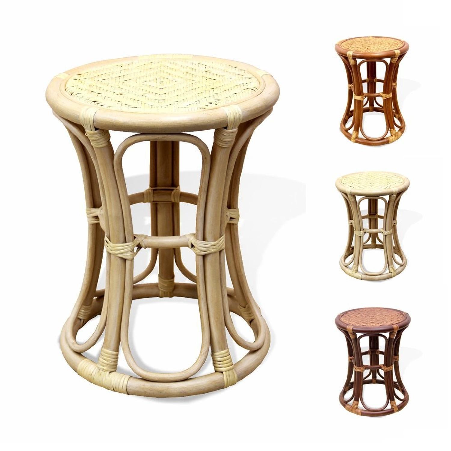 Breeze Handmade Rattan Wicker Stool in White Wash - image-1