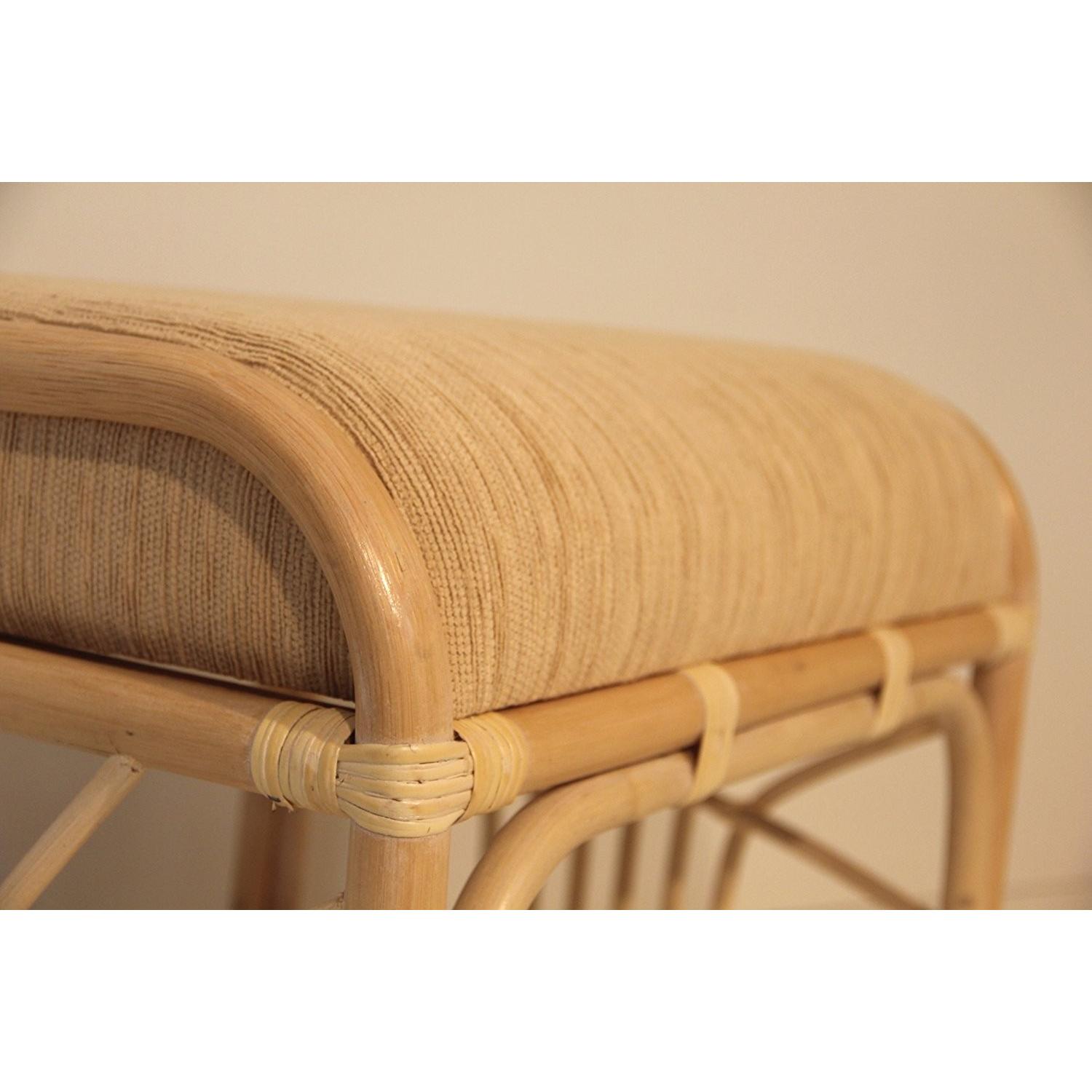 Krit Rattan Wicker Ottoman w/ Cushion in White Wash - image-1