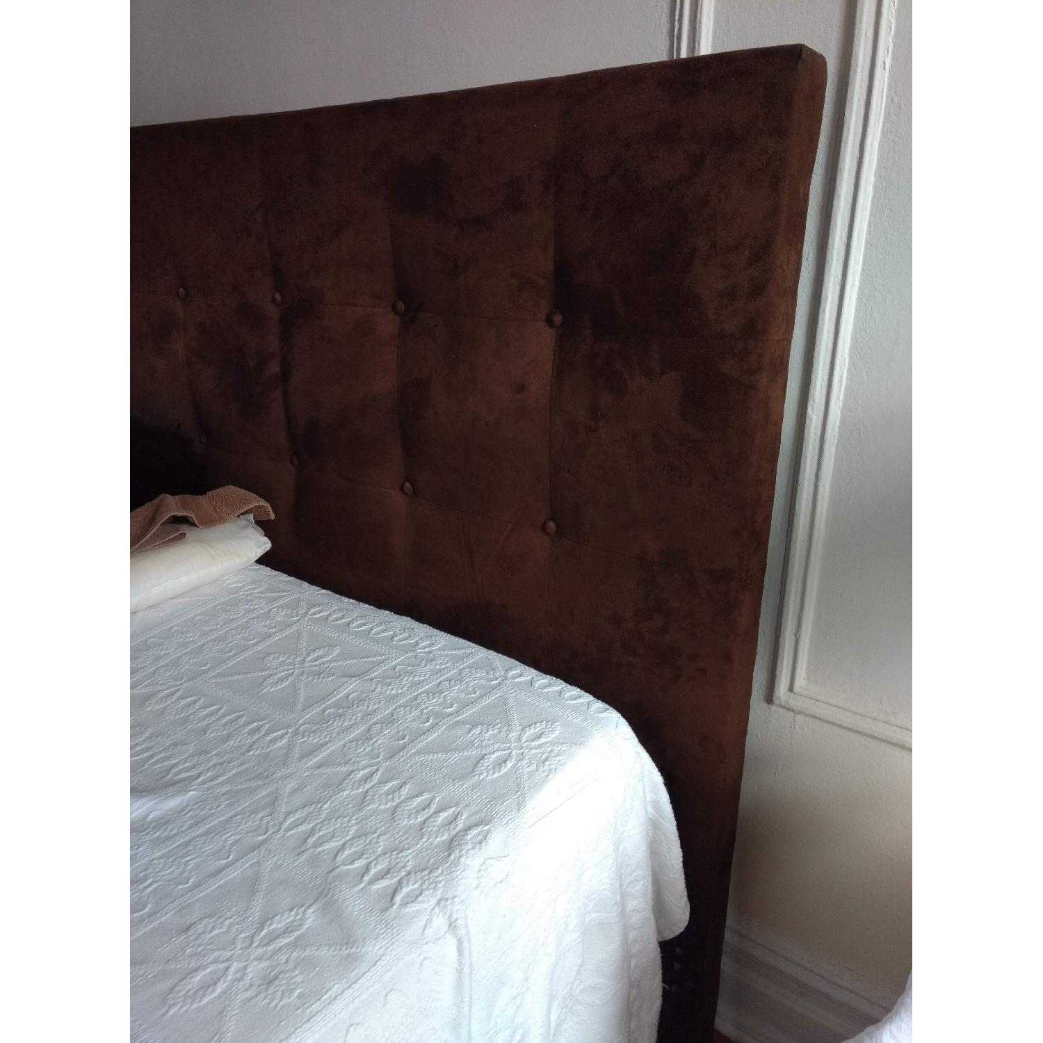 Pier 1 Metal Queen Bed Frame w/ Tufted Headboard - image-2