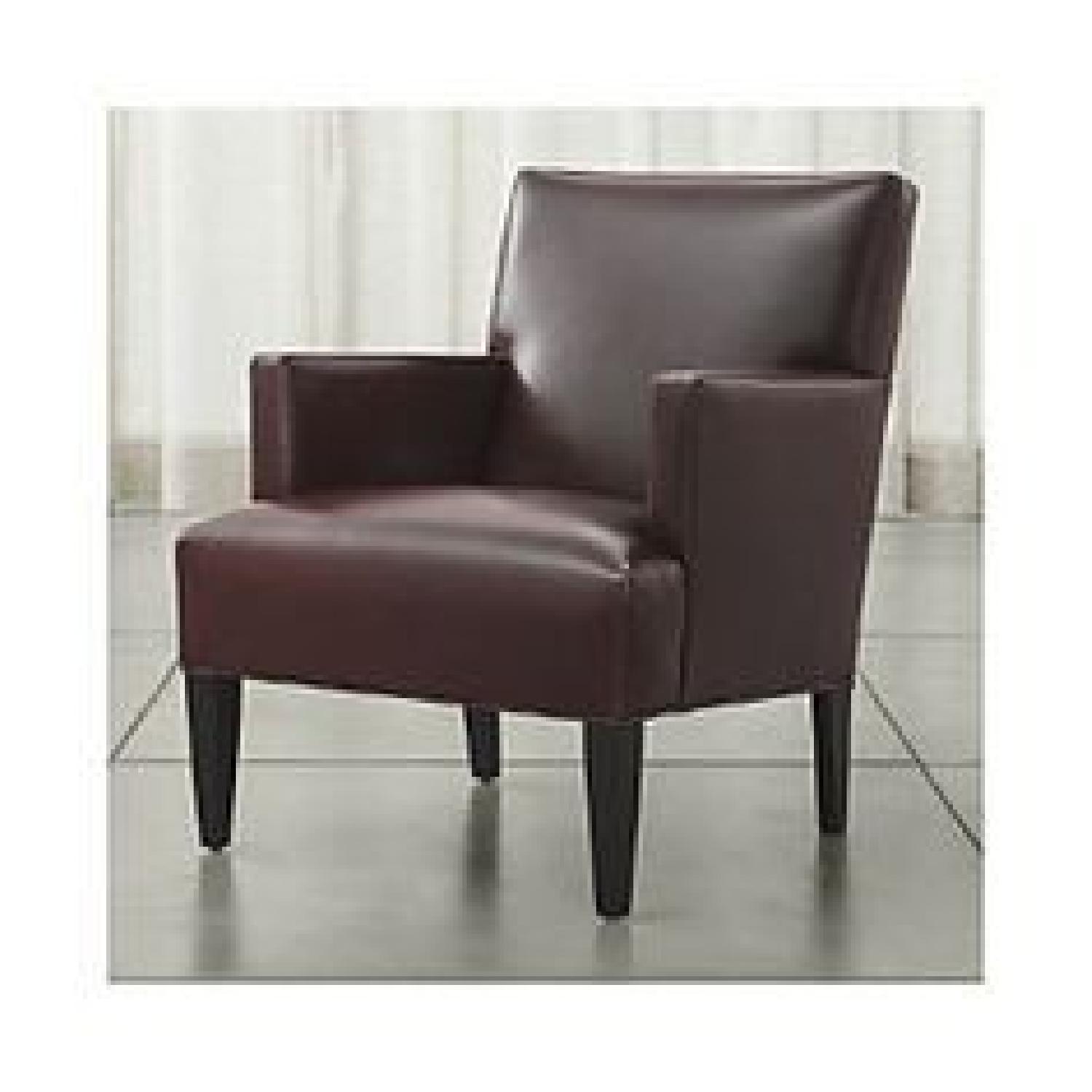 Crate & Barrel Custom Notting Hill Leather Amethyst Chair - image-1
