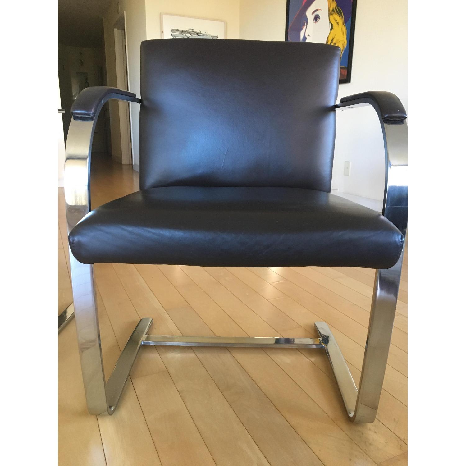 Knoll Mies Van Der Rohe Leather Flat Bar Brno Chair - image-1