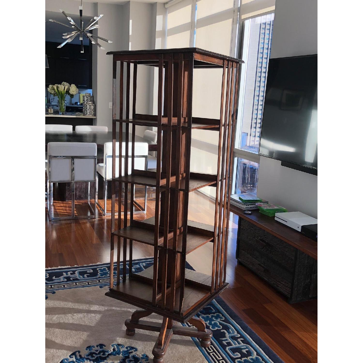Antique Teak Revolving Bookcase AptDeco