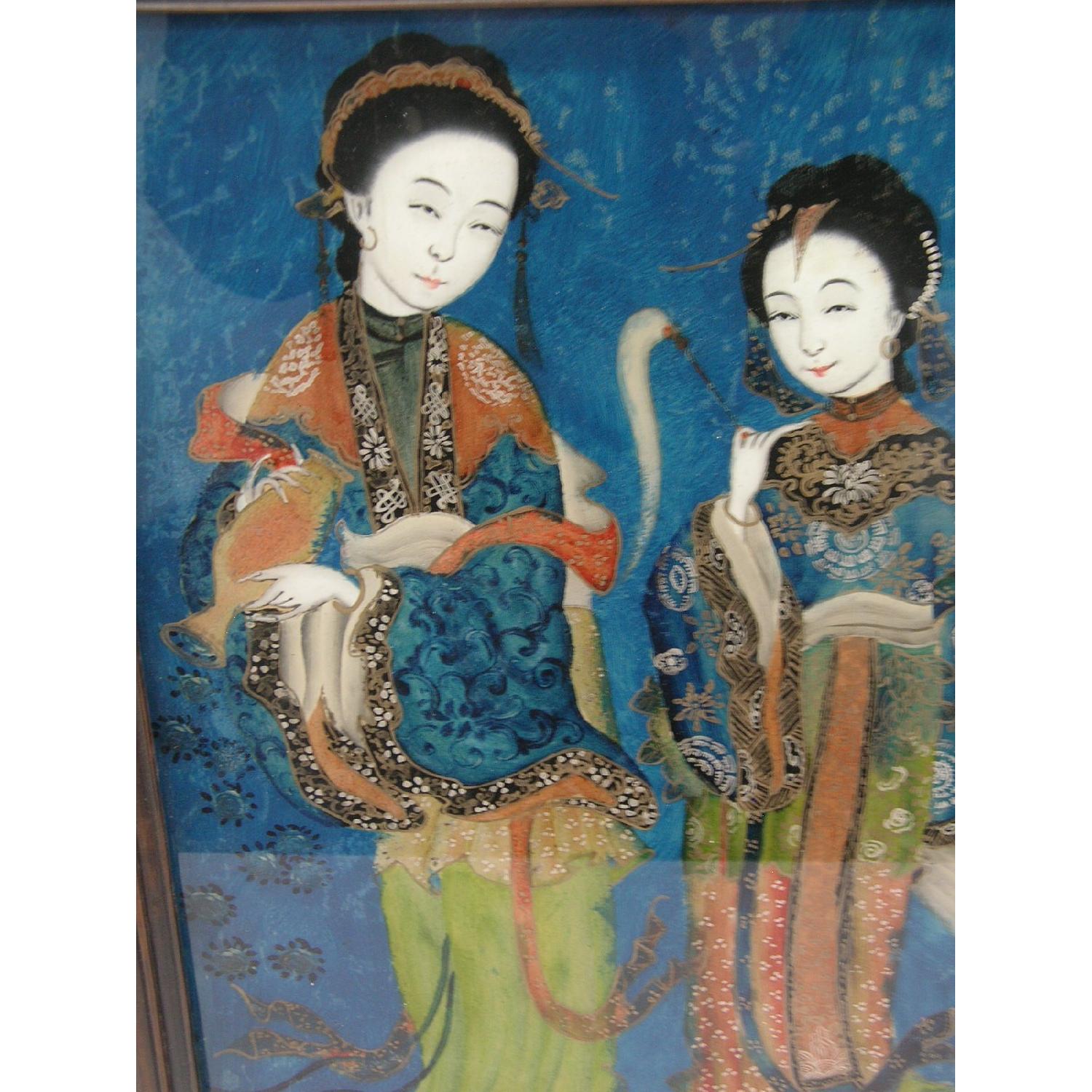 Antique Chinese Reverse Glass Paintings of Beauties - image-4