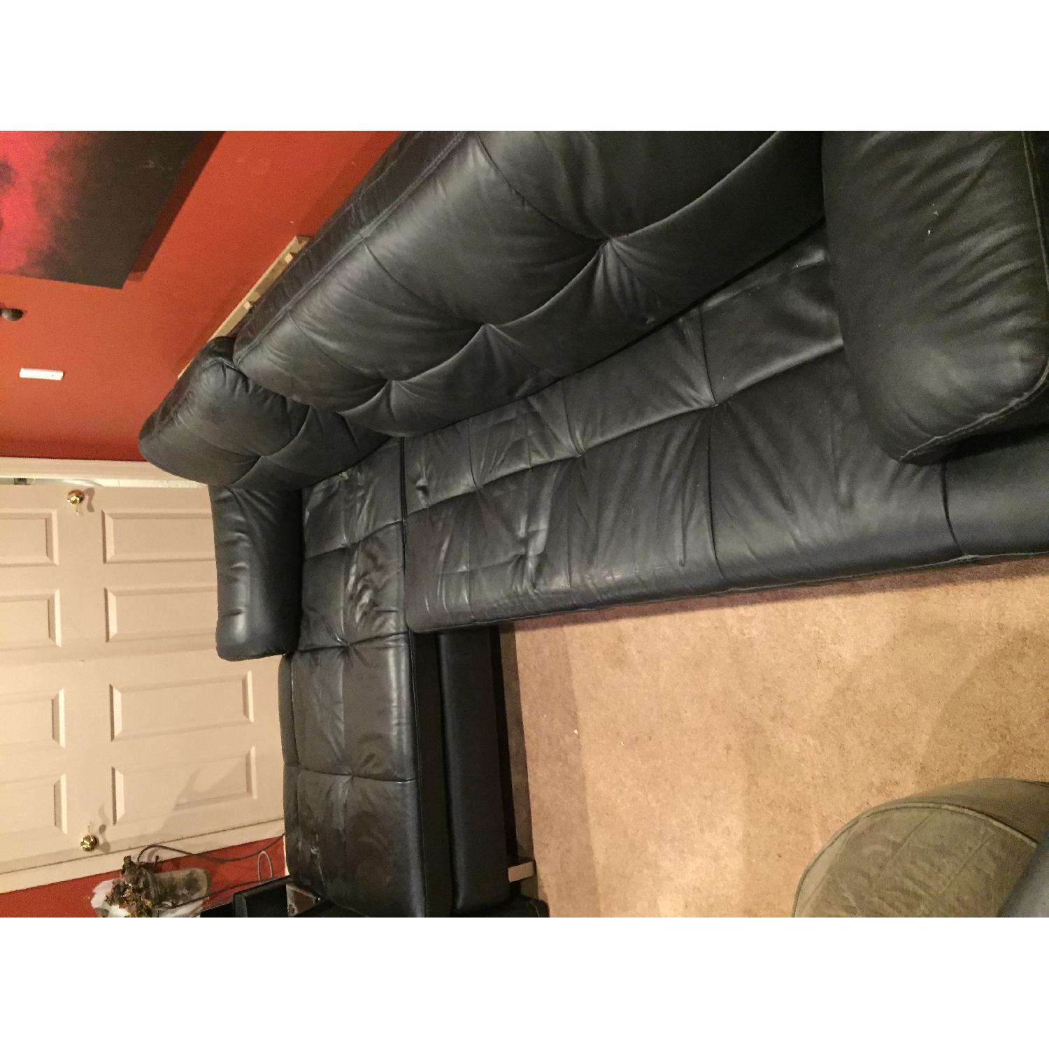 Ashley's Black Leather Sectional Sofa - image-2
