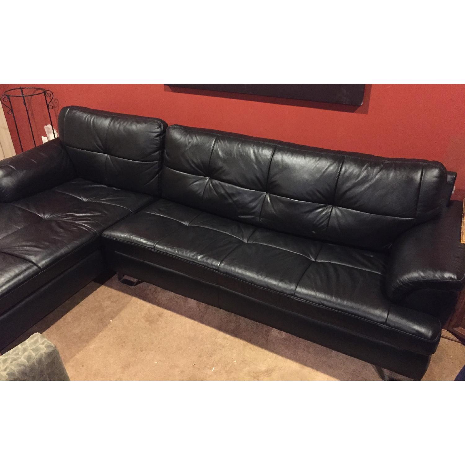Ashley's Black Leather Sectional Sofa - image-3