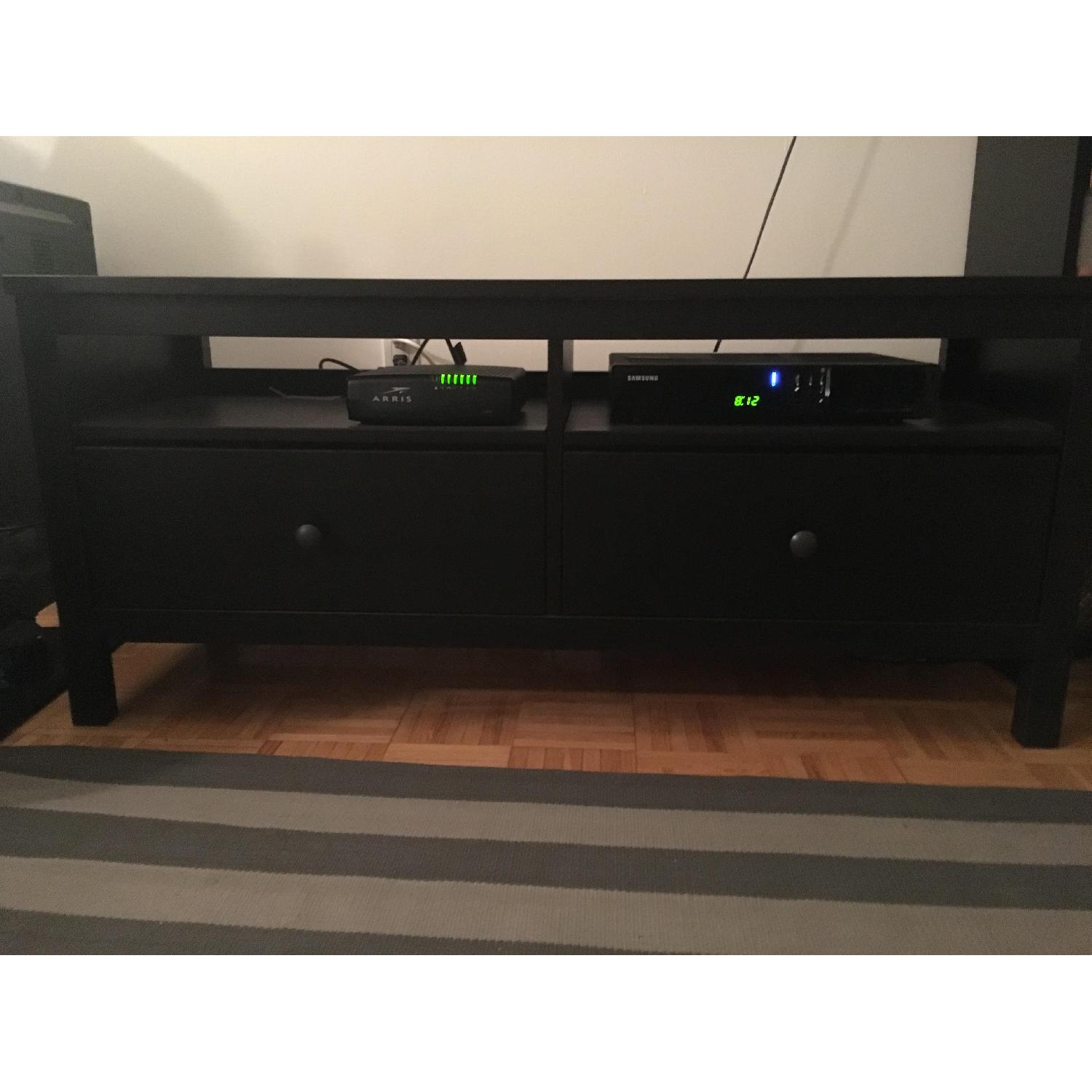 Ikea Black Wood Media Storage Console AptDeco
