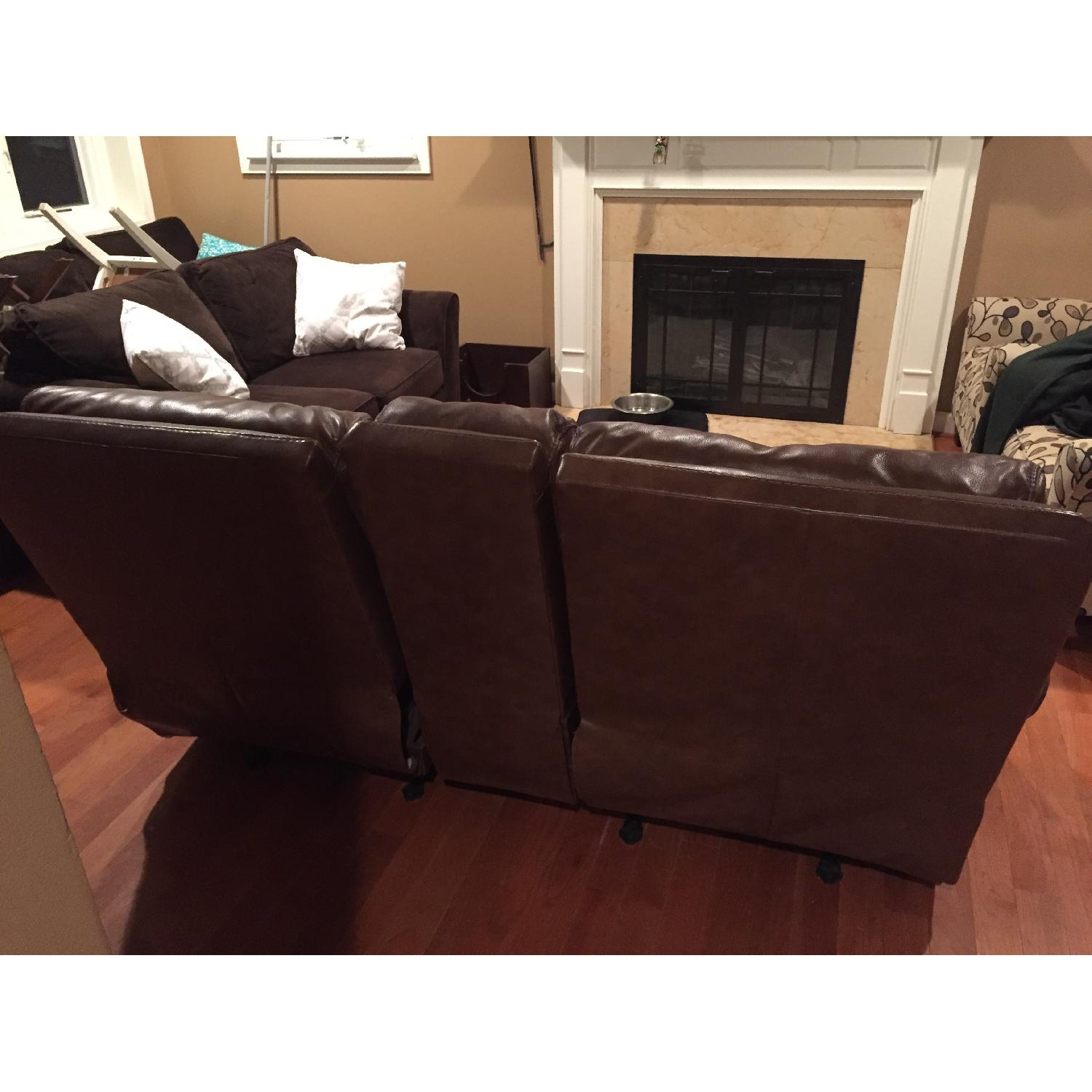 Ashley's Lensar Reclining Sofa w/ Console in Nutmeg - image-4