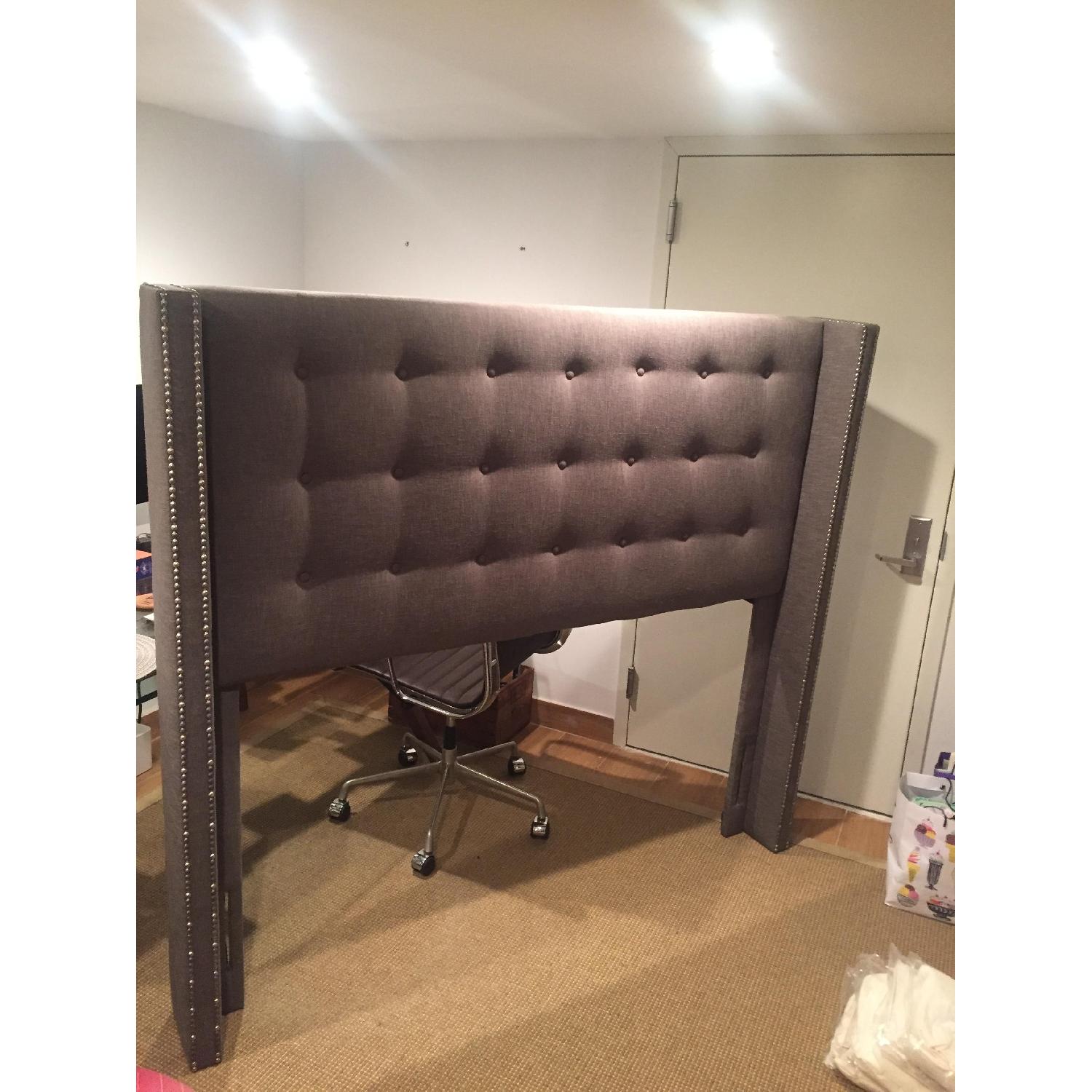 Grey Tufted Queen Size Headboard AptDeco